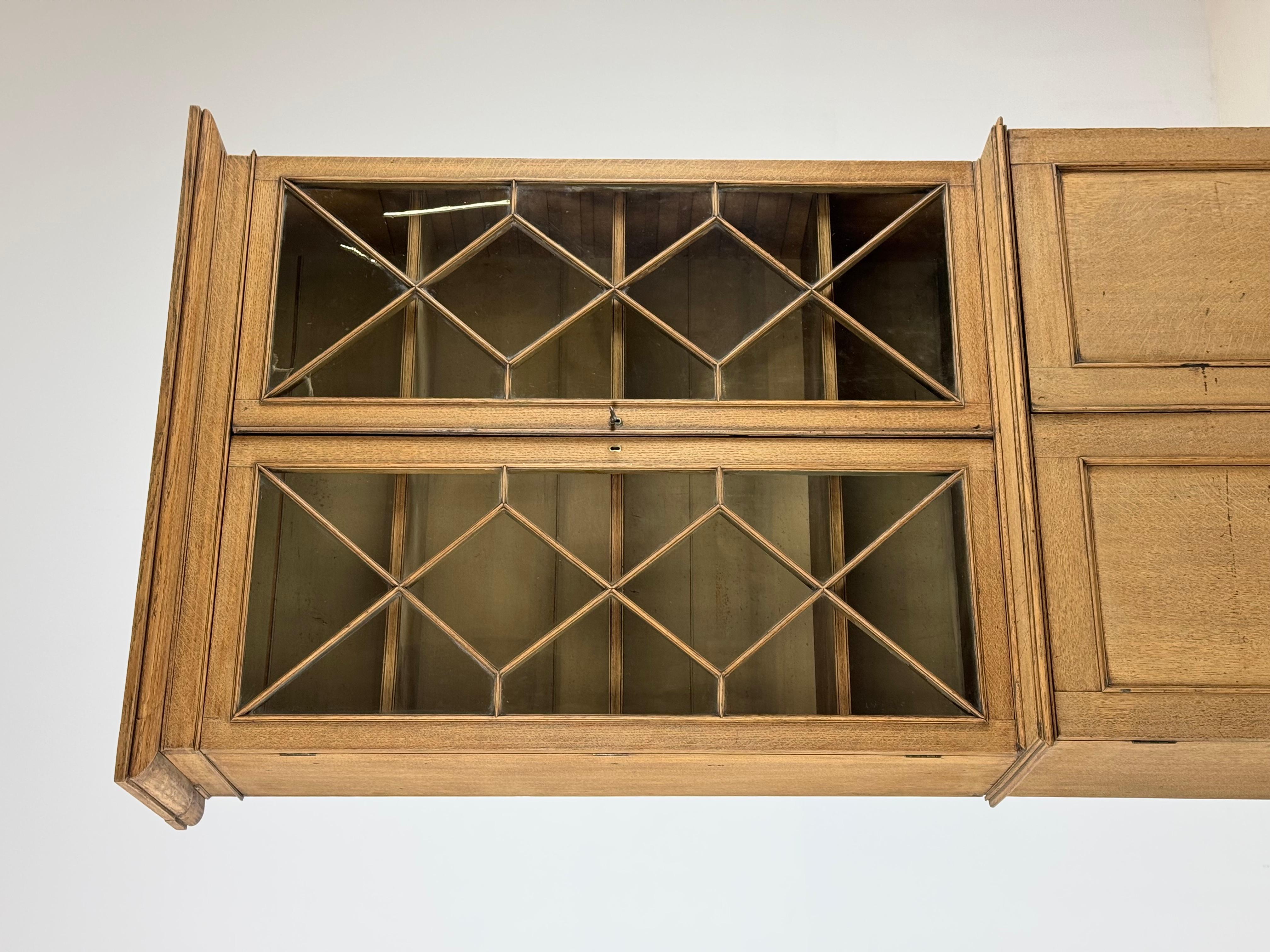 Oak English display case 19th century oak For Sale