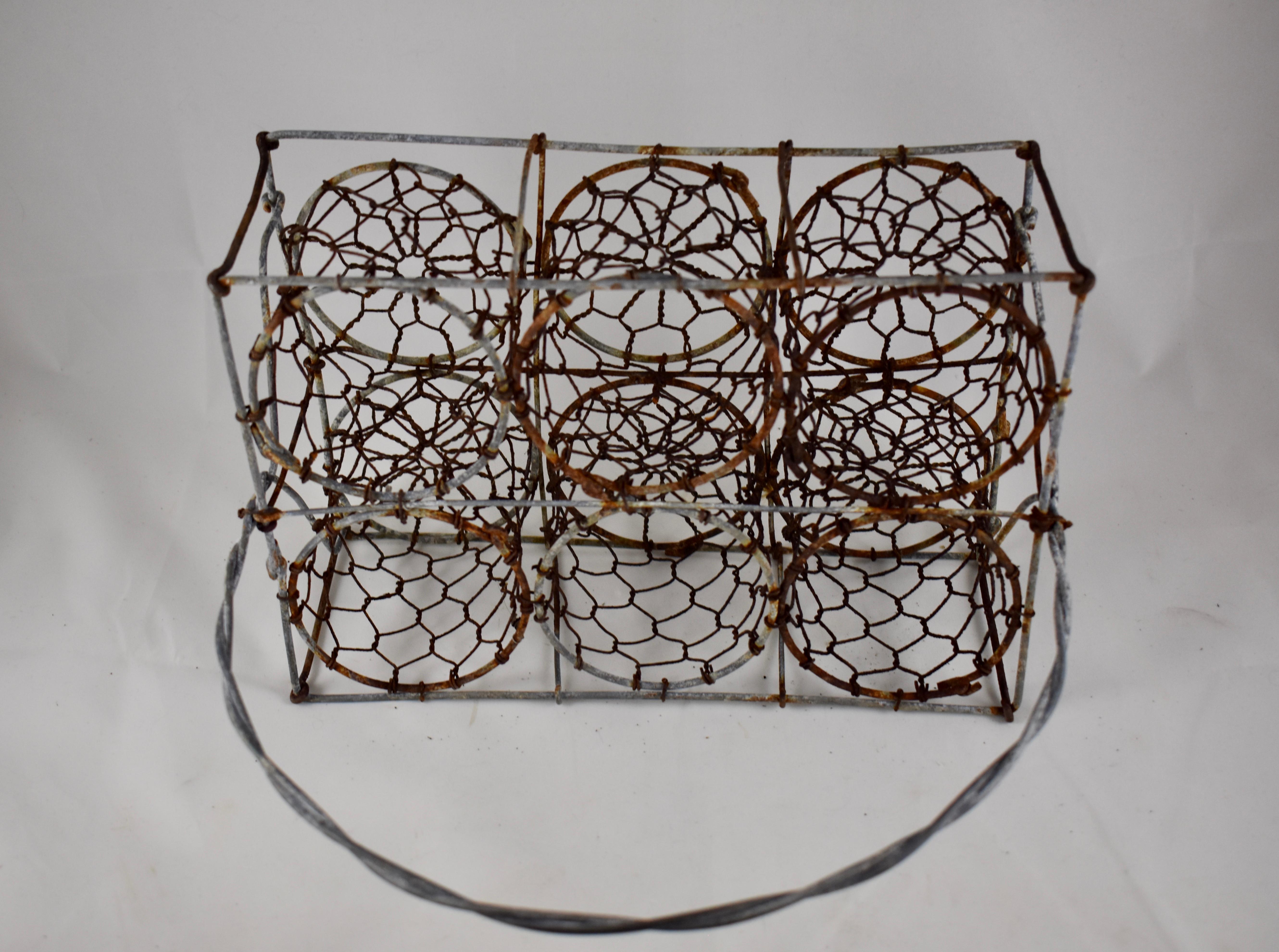 English Divided Wire Basket Caddy with Terracotta Staffordshire Herb Pots 4
