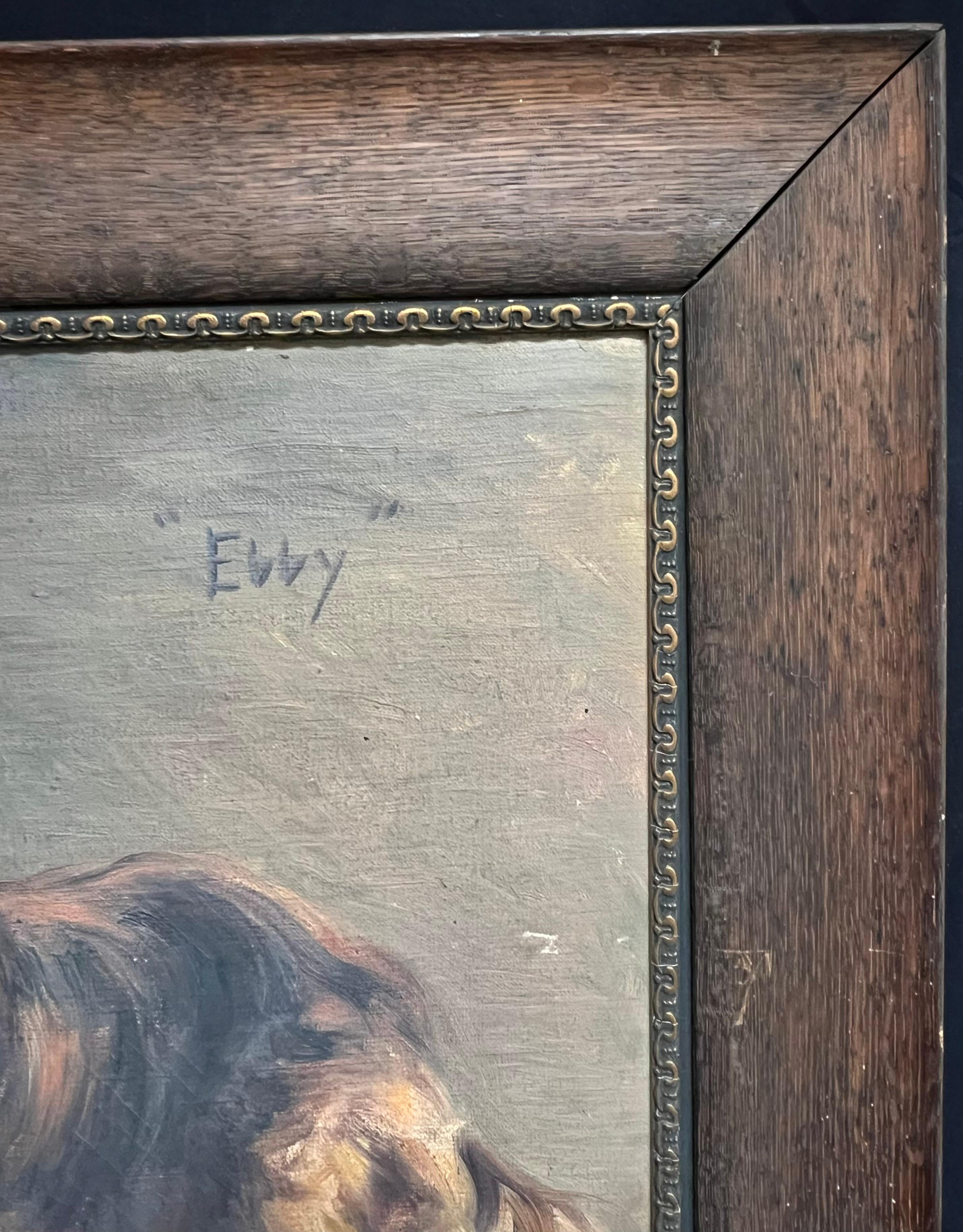 Antique 1900's English Oil Painting Portrait of a Collie Dog d.1909 7