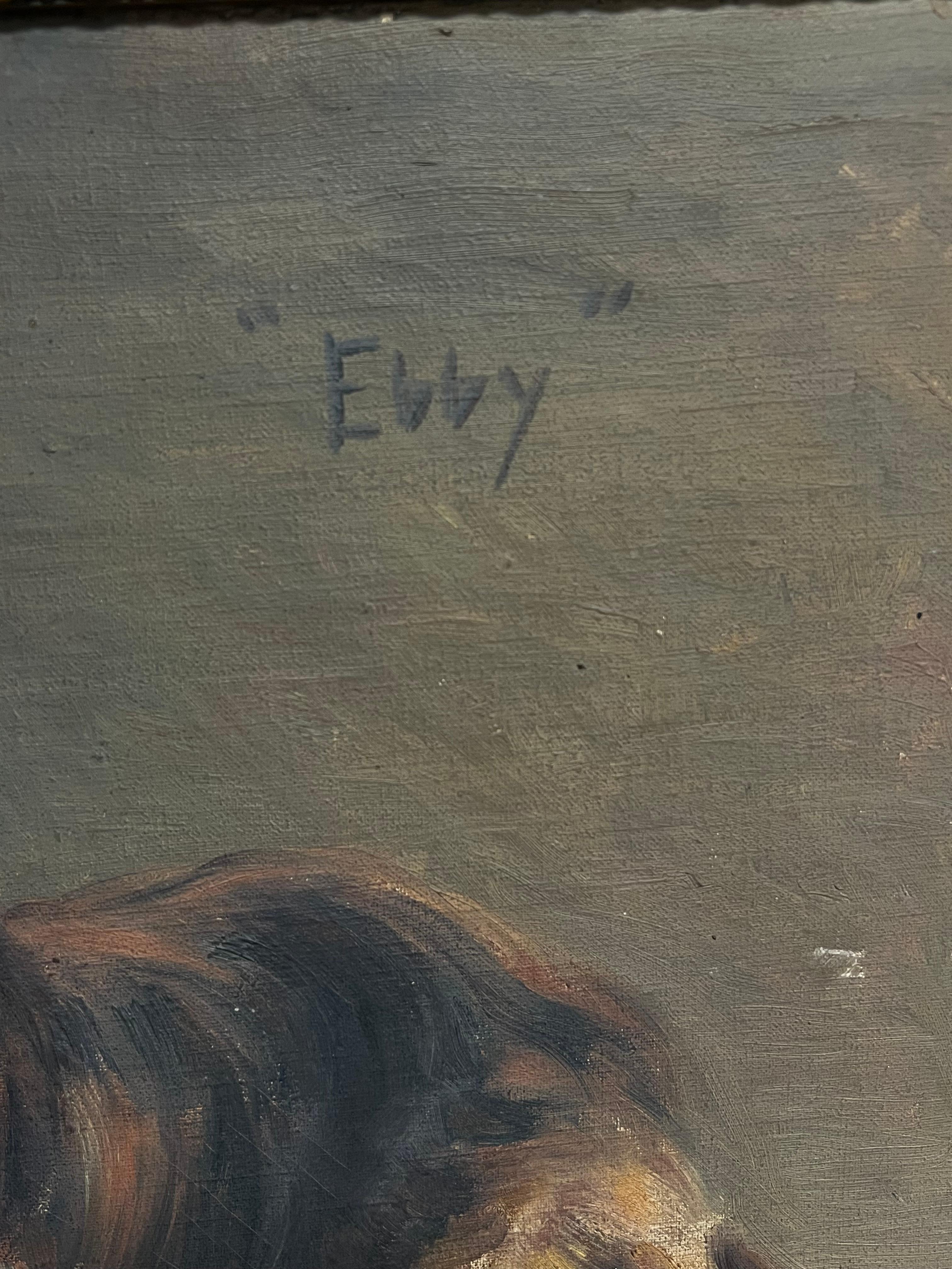 Antique 1900's English Oil Painting Portrait of a Collie Dog d.1909 4