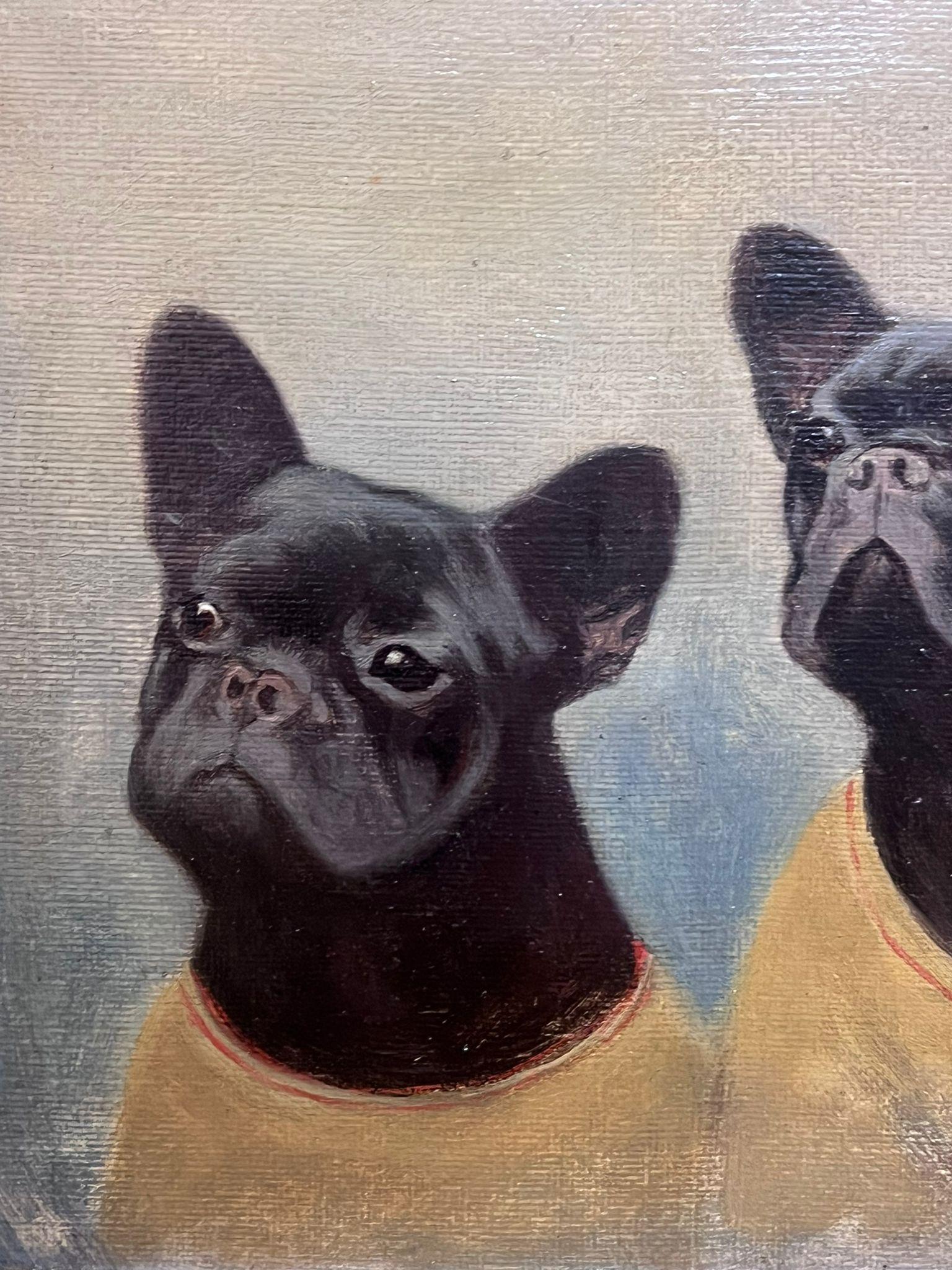 The Boston Terrier Dogs
English artist, circa 1900's
oil on board, framed
framed: 10 x 14 inches
board: 8 x 12 inches
provenance: private collection, England
condition: overall good and sound condition

The Boston Terrier breed originated in the