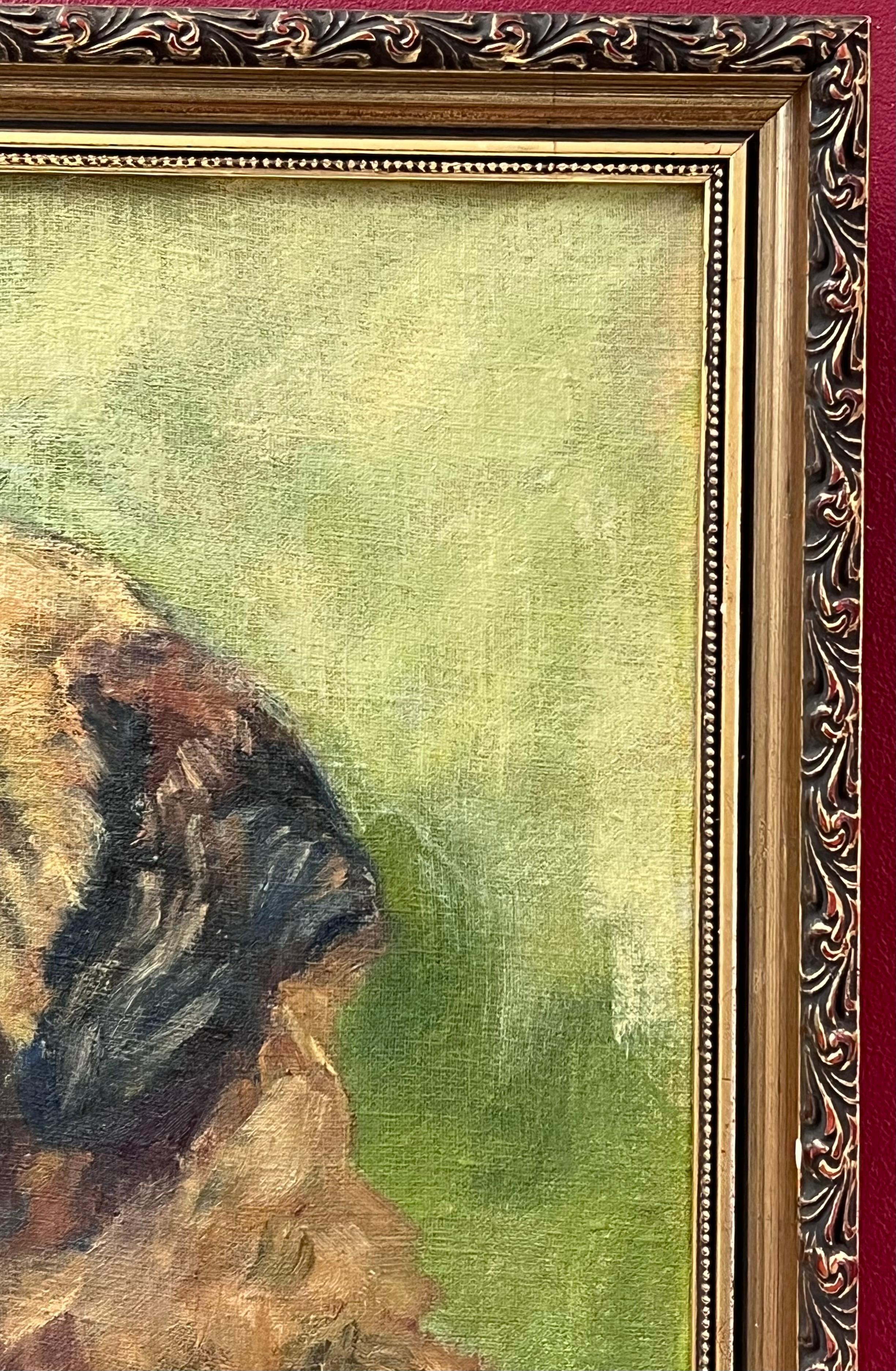 El cachorro de Border Terrier
English School, firmado y fechado en 1962
óleo sobre lienzo, enmarcado
enmarcado: 11,5 x 14 pulgadas
lienzo: 10 x 12 pulgadas
estado: muy bueno
procedencia: colección privada, Inglaterra

