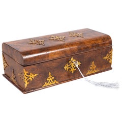 English Domed Walnut & Ormolu Box, Lock & Key, by Asprey, London, c. 1860
