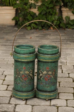 English Double Leather Bucket with Handle and Royal Coat of Arms, circa 1920