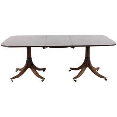 English Double-Pedestal Dining Table with Two Leafs