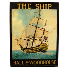 Vintage English Double-Sided Pub Sign for "The Ship"