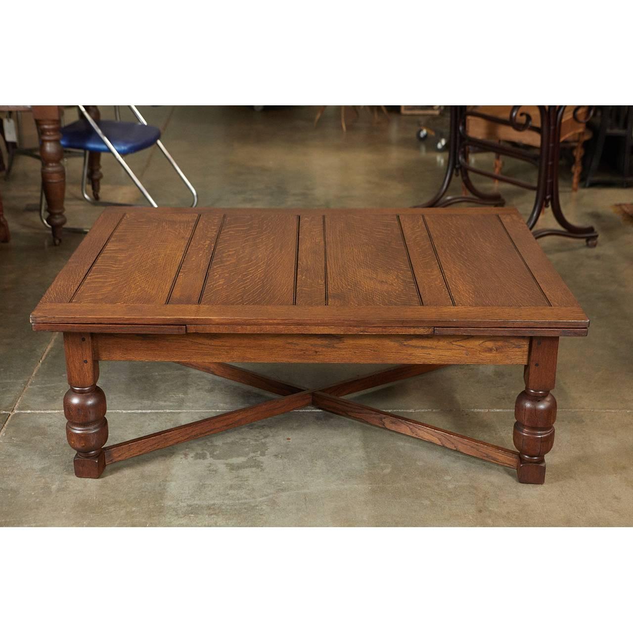 Edwardian English Draw Leaf Coffee Table For Sale