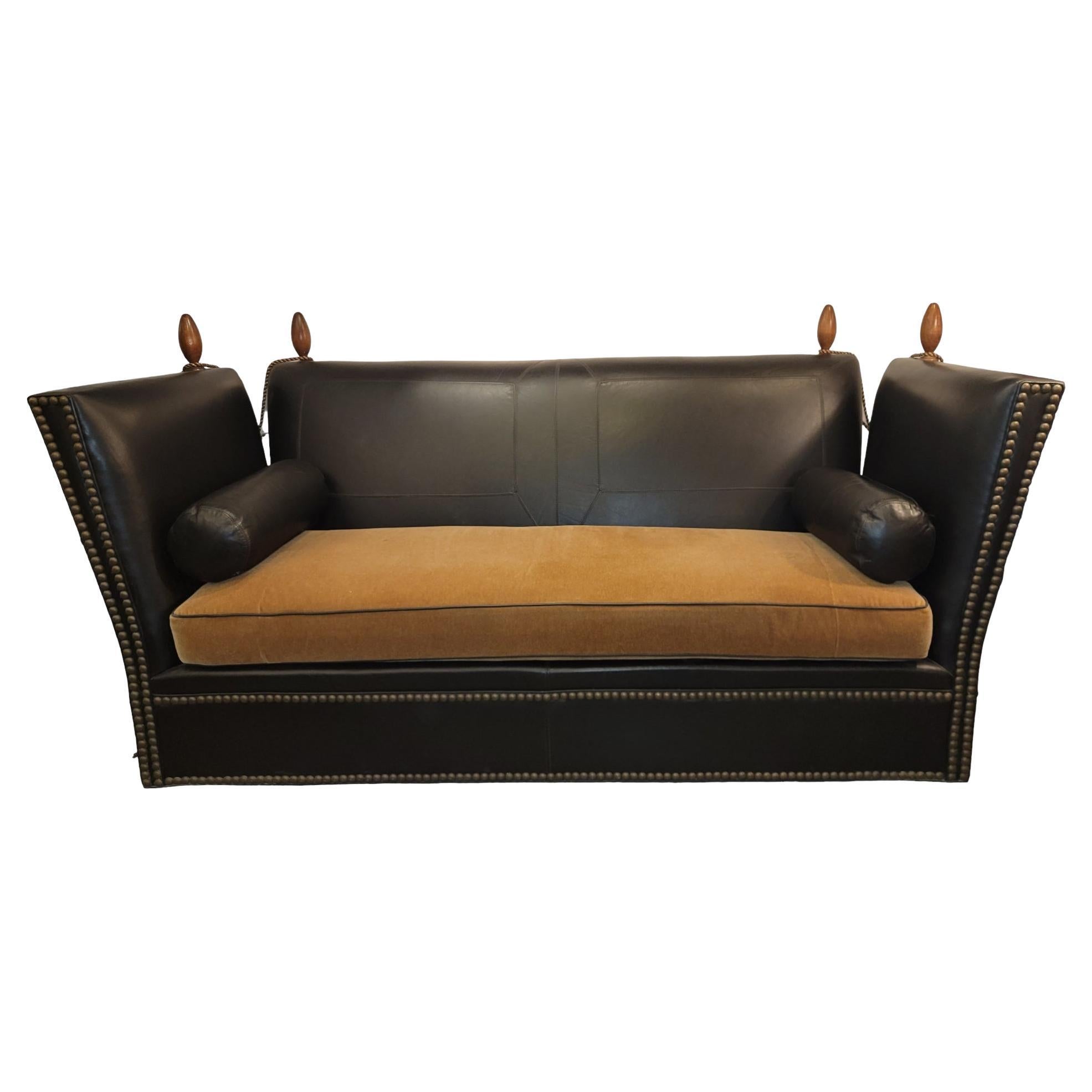 Handsome Tailored Single Cushion Sofa in Mohair and Leather at 1stDibs