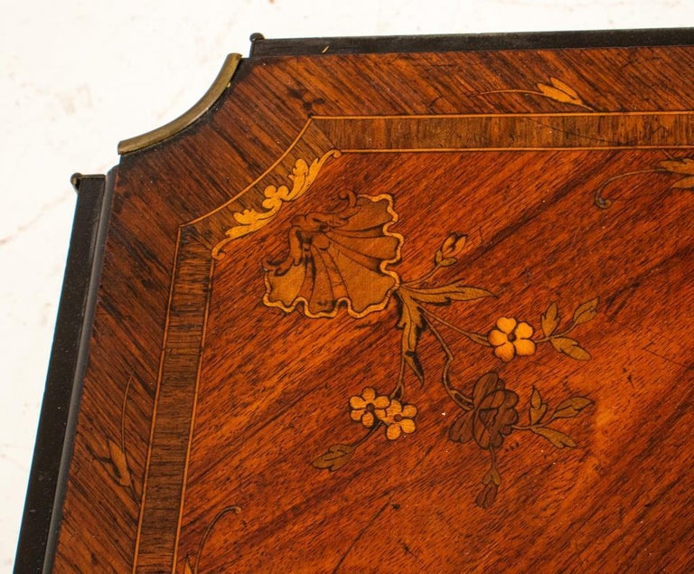 English Drop Leaf Inlaid Wooden Games Table For Sale at 1stDibs