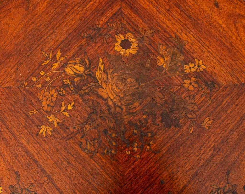 English Drop Leaf Inlaid Wooden Games Table 2