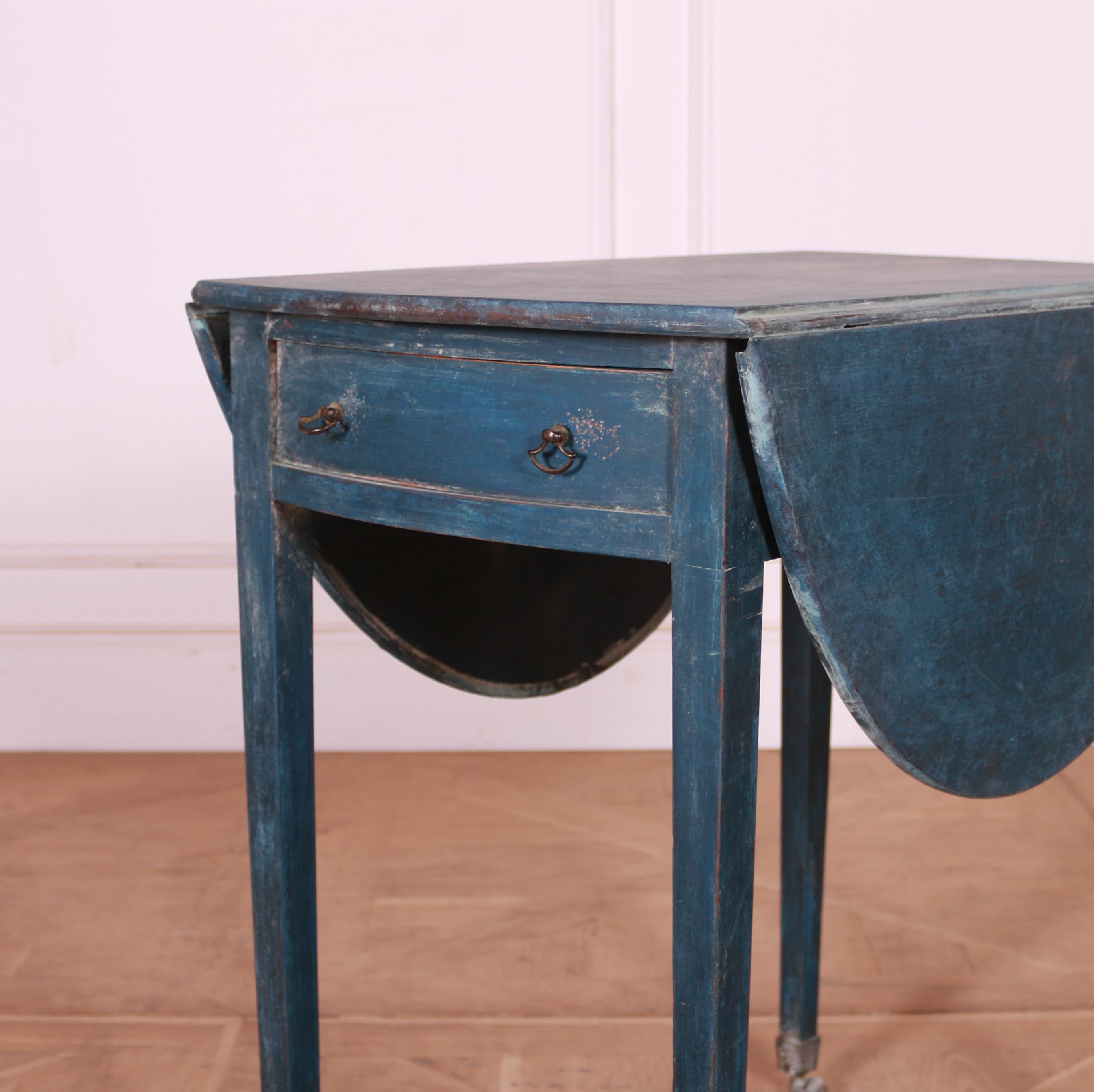 Pretty one drawer English painted oak drop leaf Pembroke table. 1790.

With leaves up: 37.5