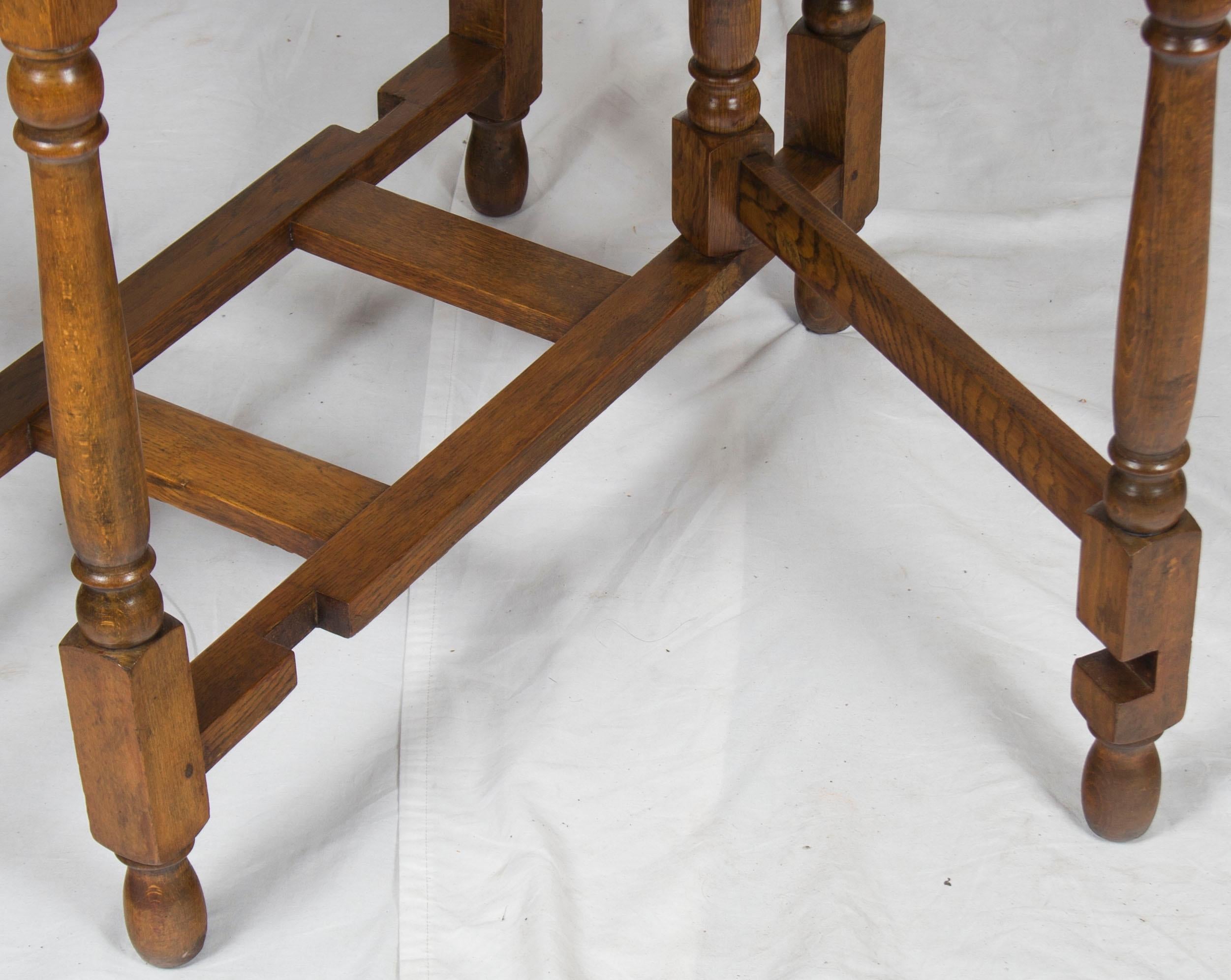 Jacobean English Drop Leaf Turned Gate Leg Table For Sale