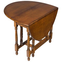 Used English Drop Leaf Turned Gate Leg Table