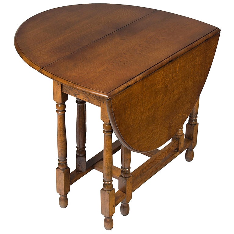 English Drop Leaf Turned Gate Leg Table For Sale at 1stDibs