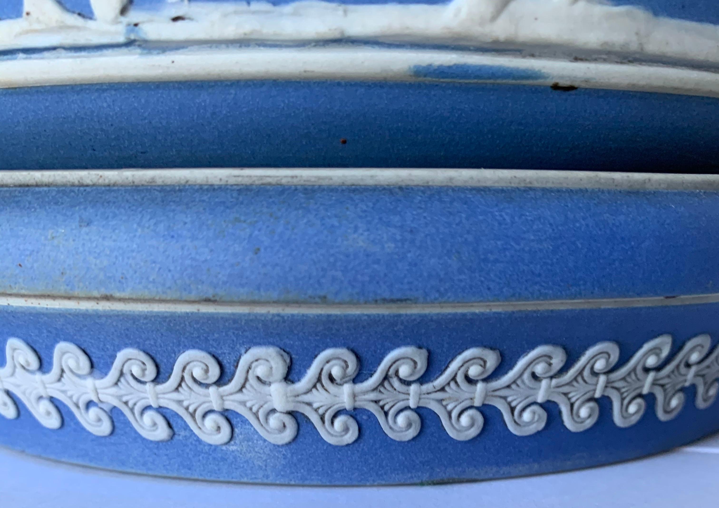 English Dudson Jasperware Blue and White Two-Piece Pot In Good Condition In Stamford, CT