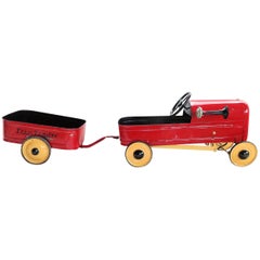 English 'Duke' Childs Pedal Car by Triang & Tri Trailer for Prop Display or Use