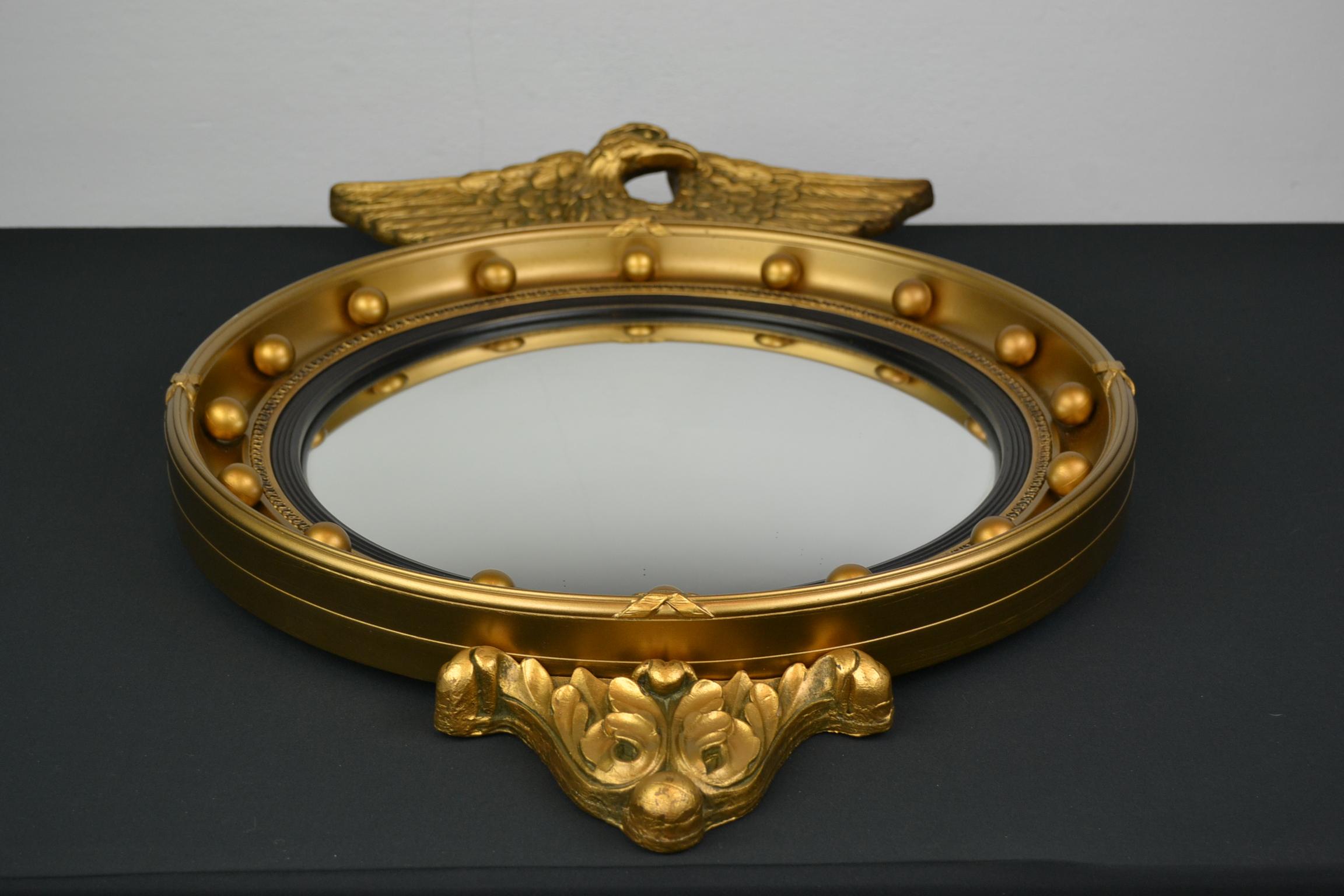 English Eagle Convex Mirror, Bullseye Mirror by Atsonea Regency Style, 1960s 5