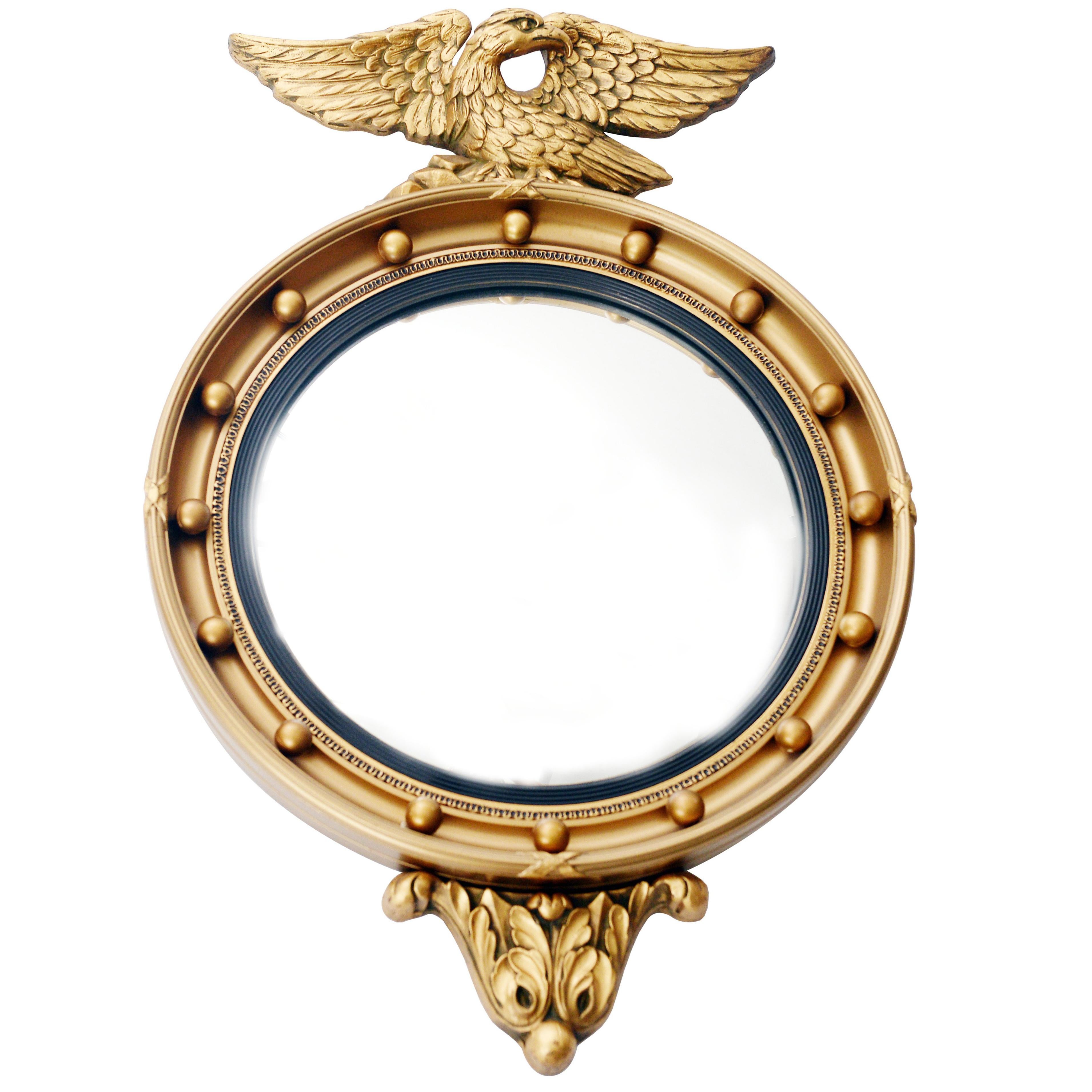 English Eagle Convex Mirror, Bullseye Mirror by Atsonea Regency Style, 1960s