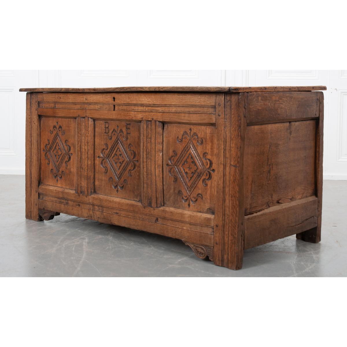 18th Century and Earlier English Early 18th Century Carved Coffer