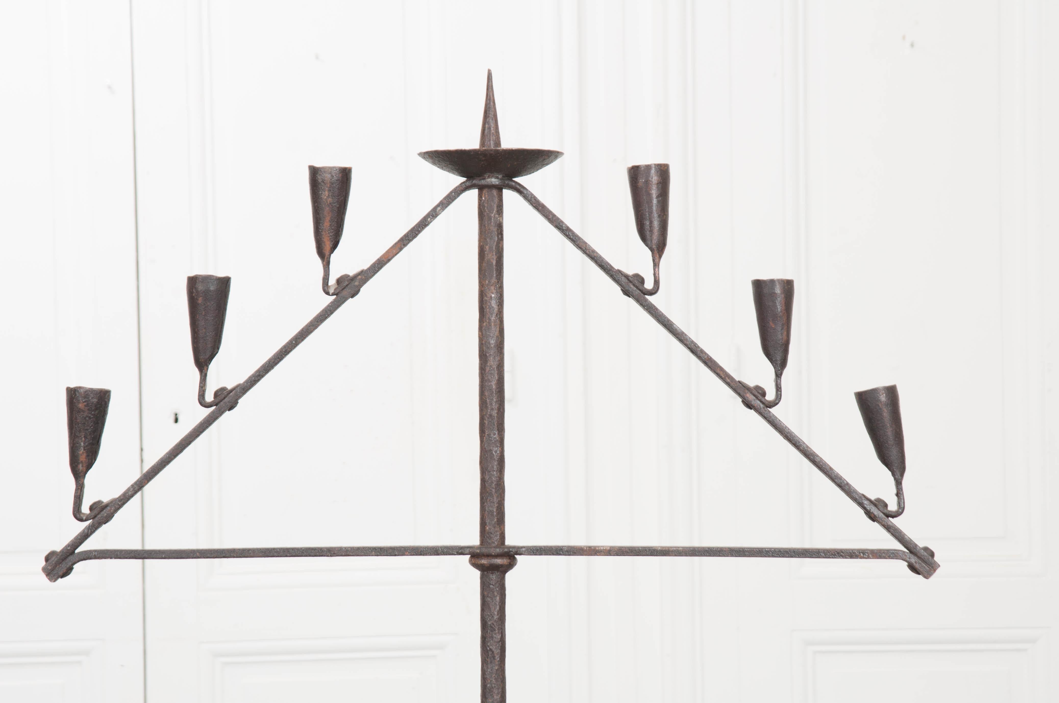 Gothic English Early 18th Century Forged Iron Candelabra  For Sale