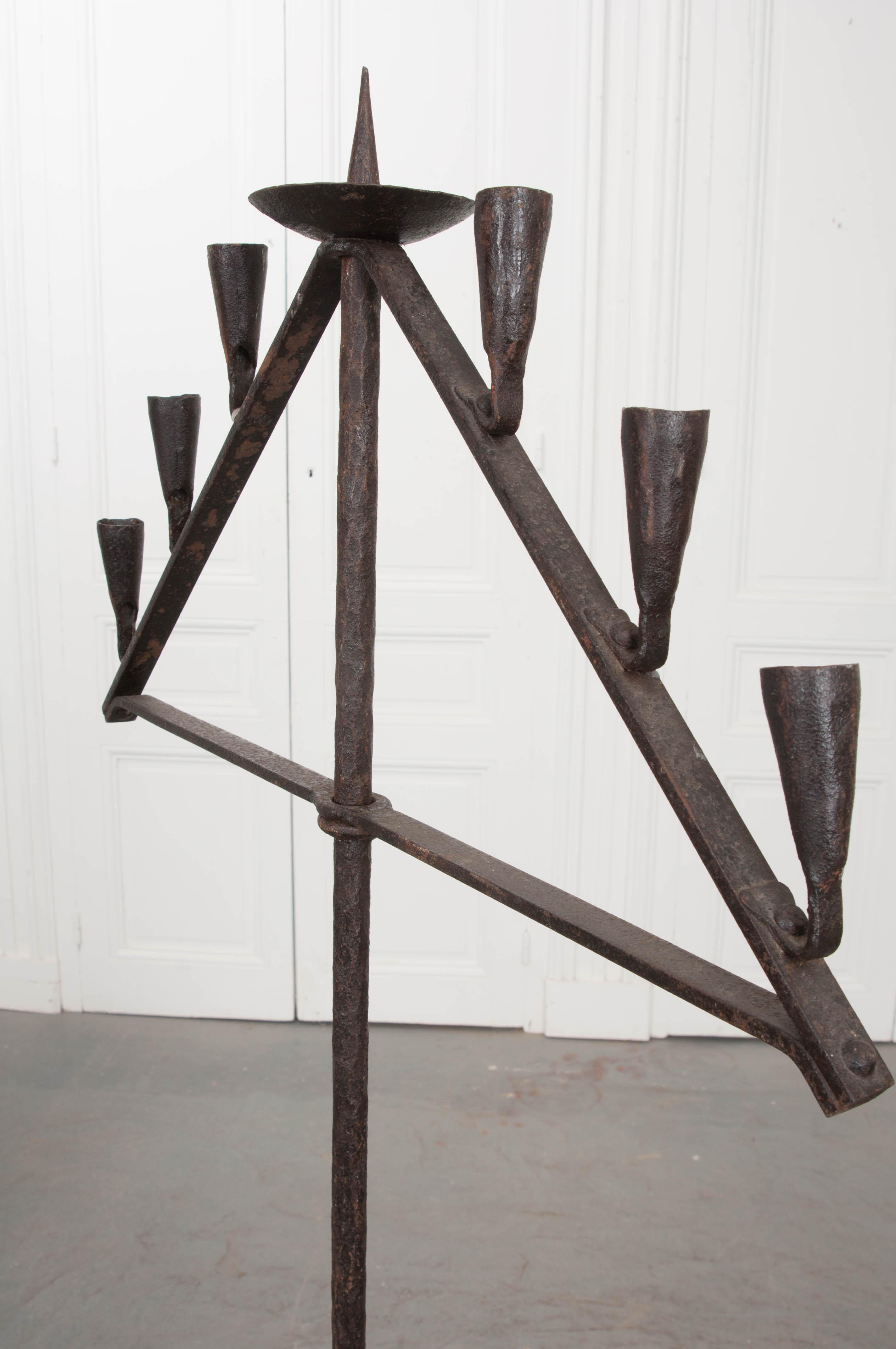 English Early 18th Century Forged Iron Candelabra  For Sale 1