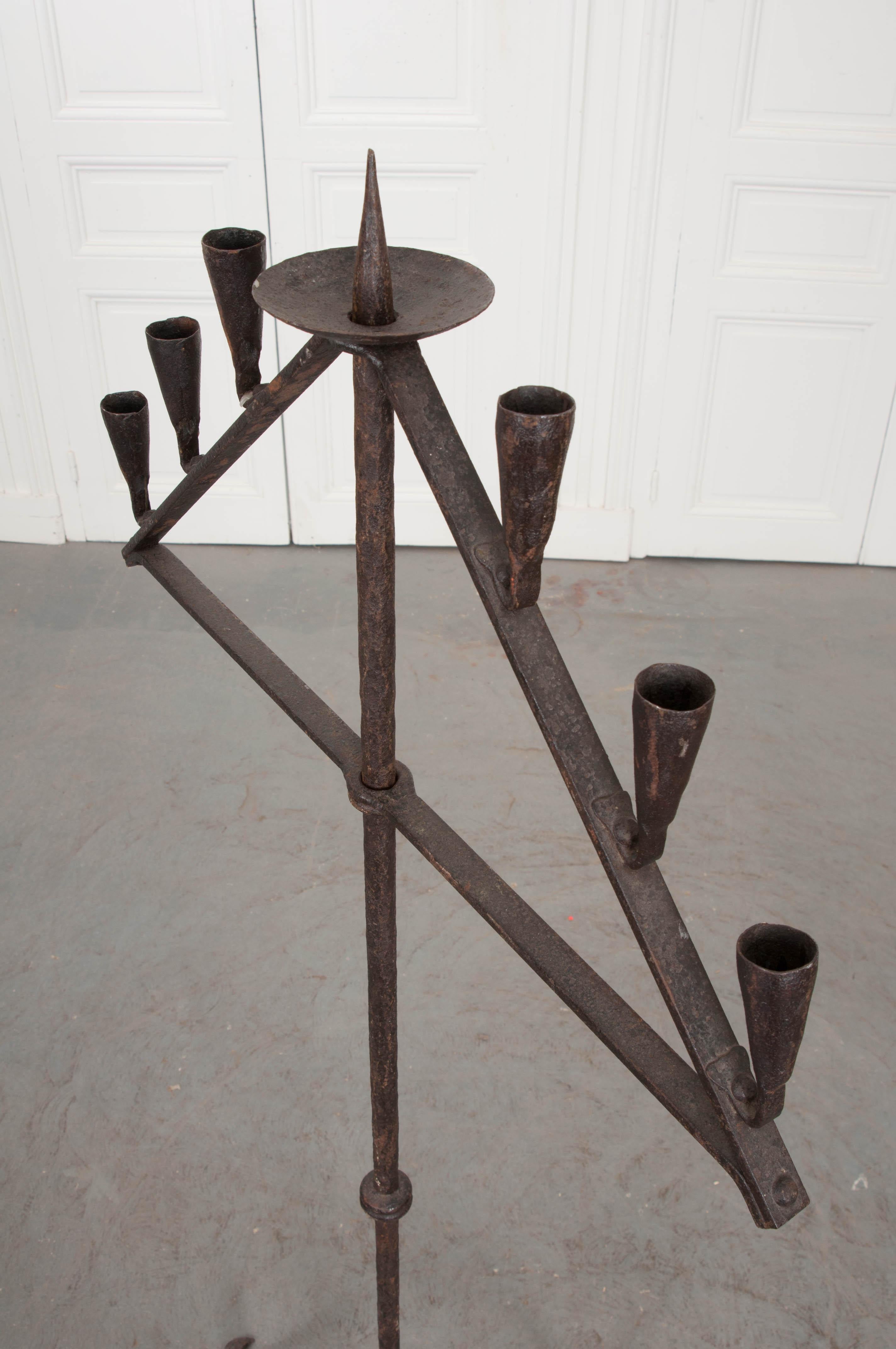 English Early 18th Century Forged Iron Candelabra  For Sale 2
