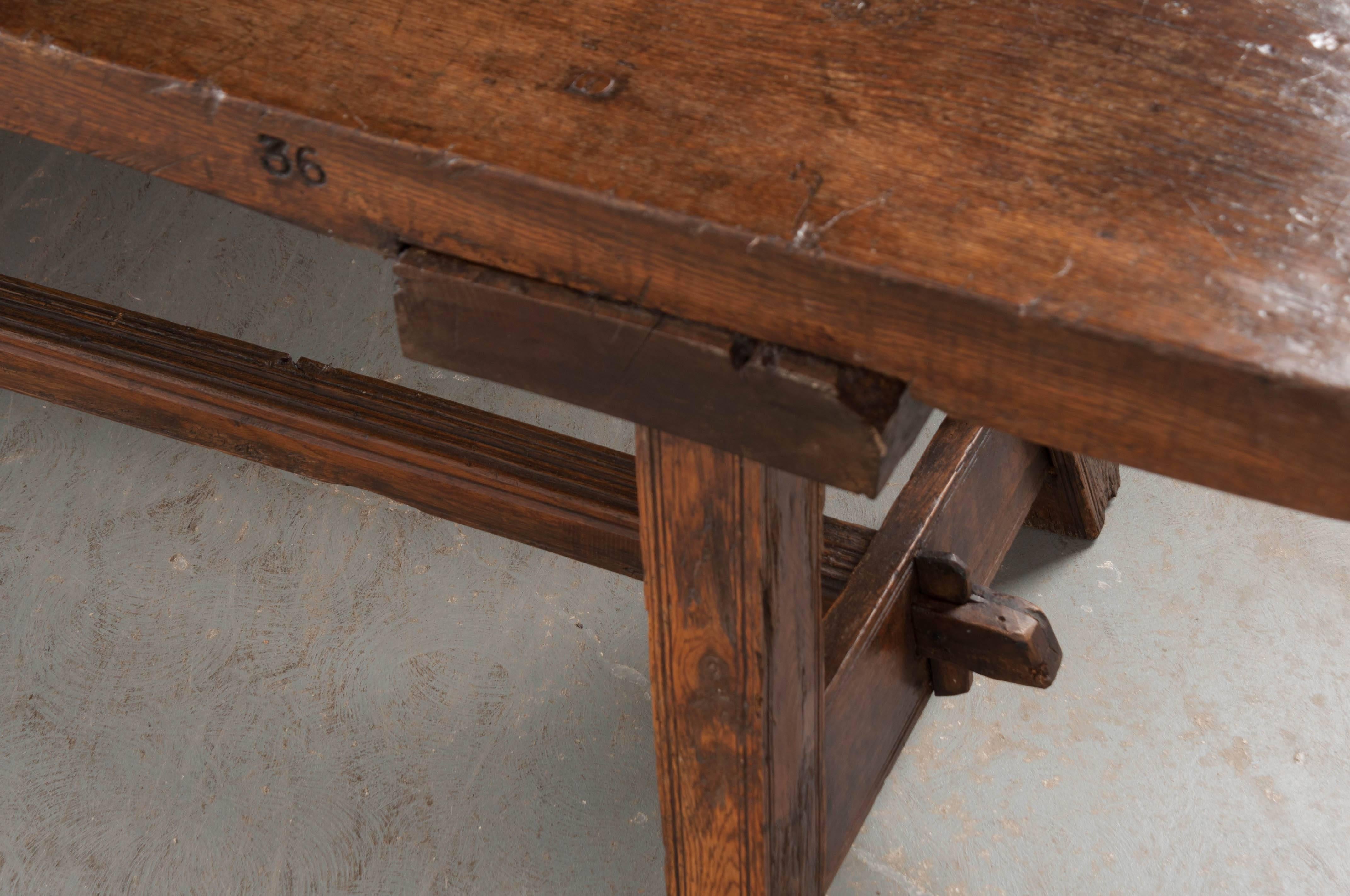 English Early 18th Century Thick Oak Bench 1