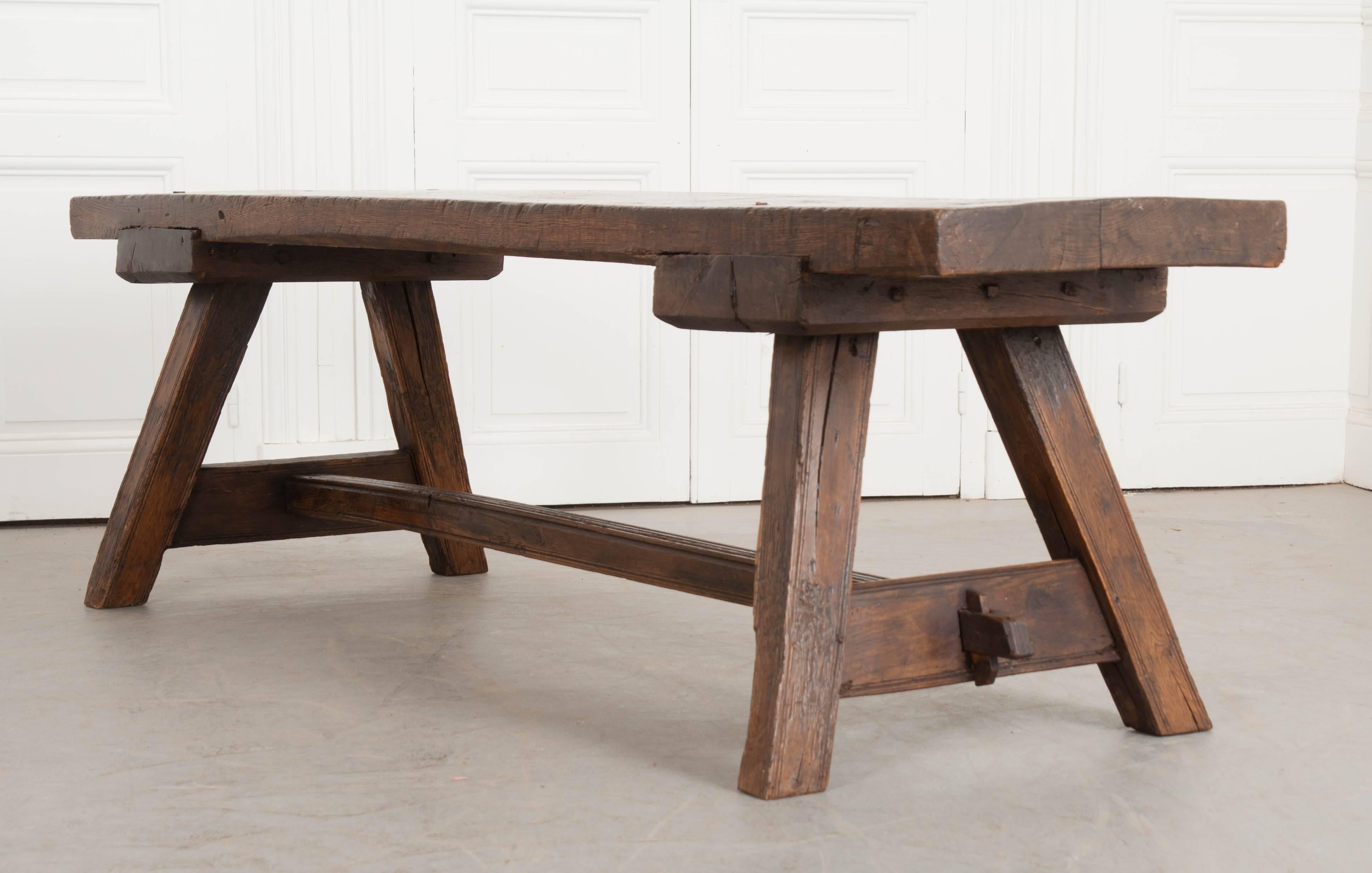 19th Century English Early 18th Century Thick Oak Bench