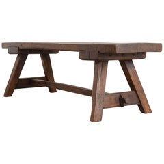 English Early 18th Century Thick Oak Bench