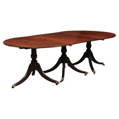 English Early 19th Century 20th Century Triple Pedestal Dining Table