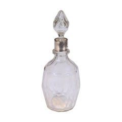 Antique English Early 19th Century Crystal Toiletry Bottle with Stopper and Silver Neck