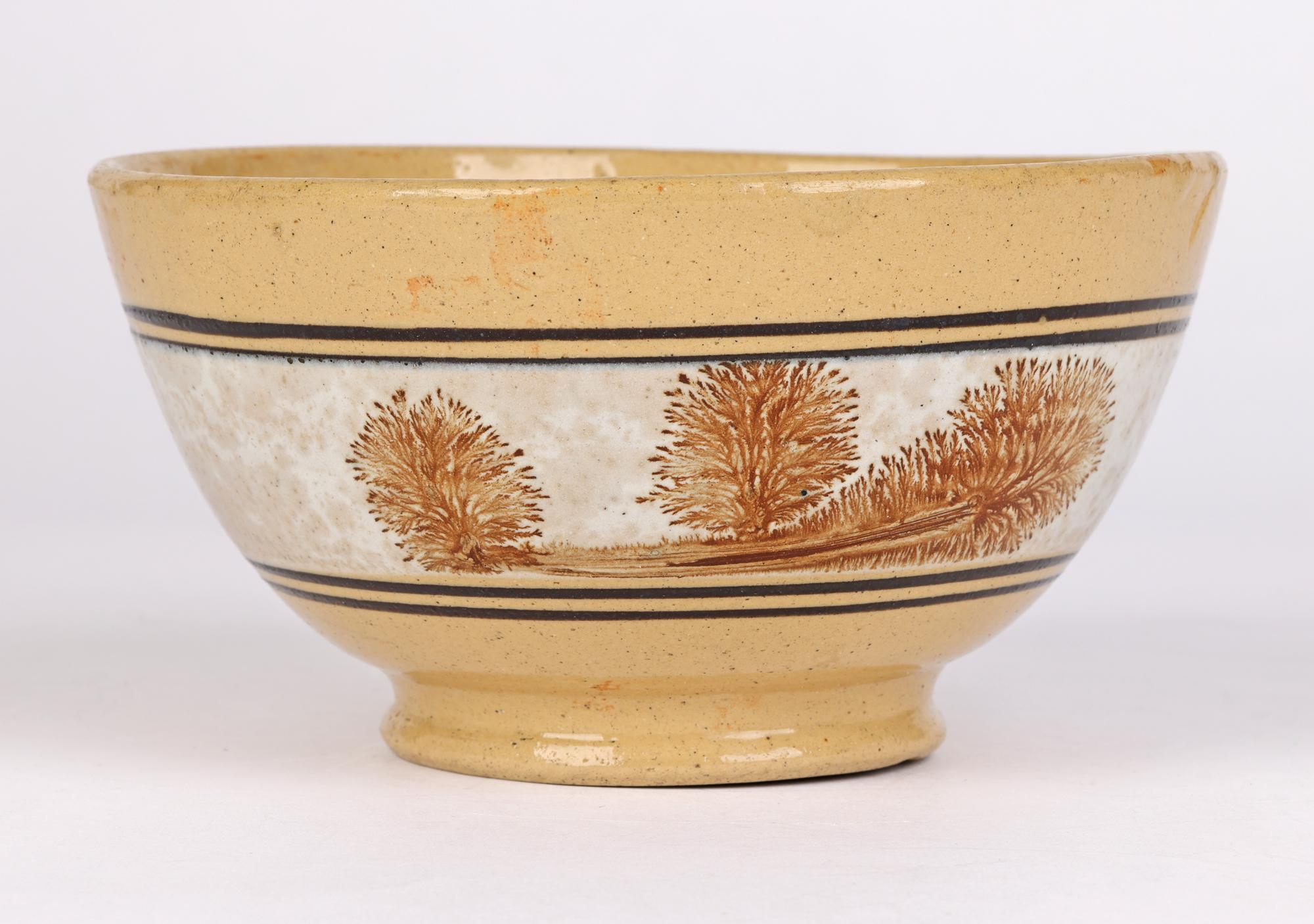 English Early 19th Century Drabware Bowl with Mocha Decoration 6
