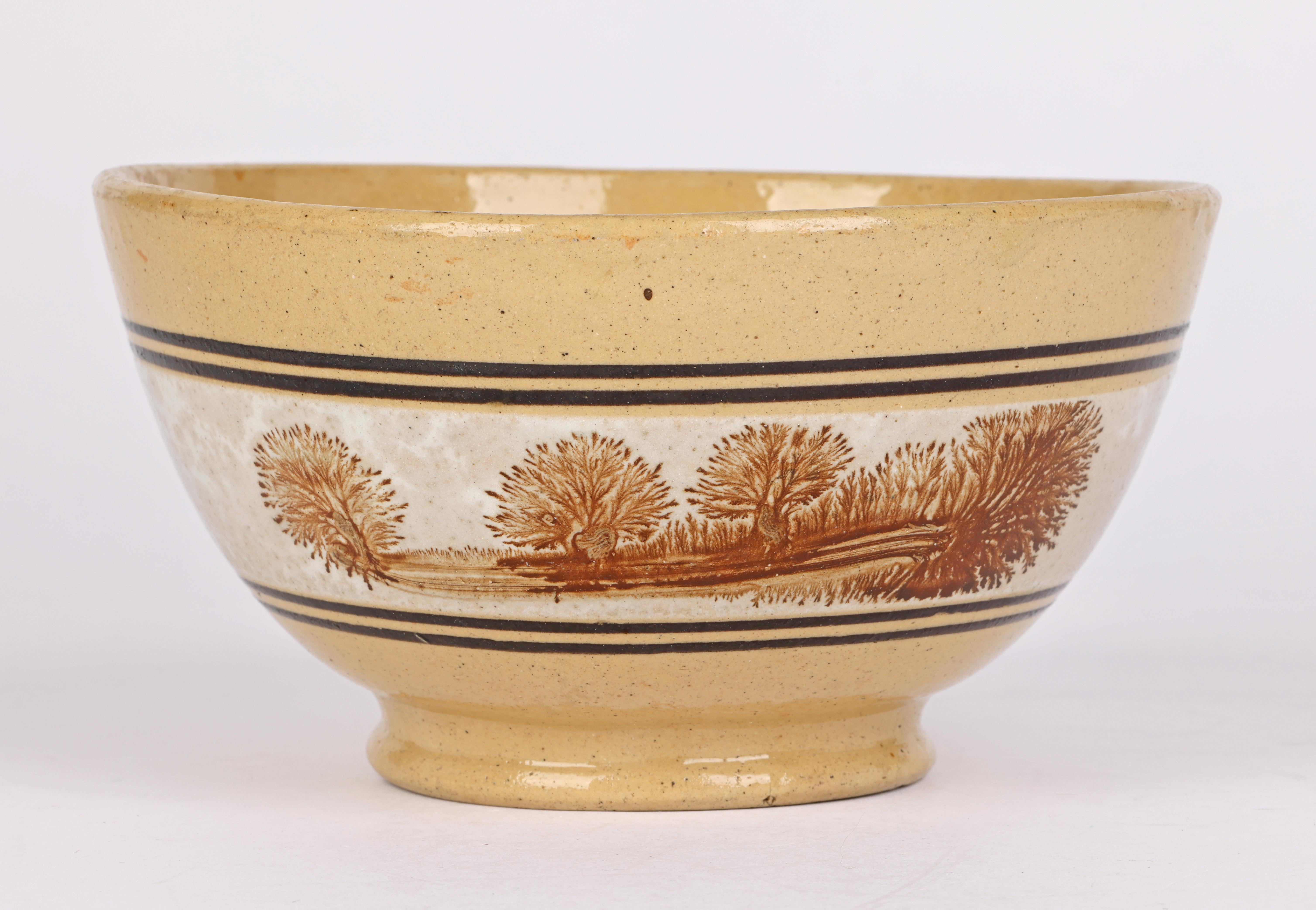 George III English Early 19th Century Drabware Bowl with Mocha Decoration