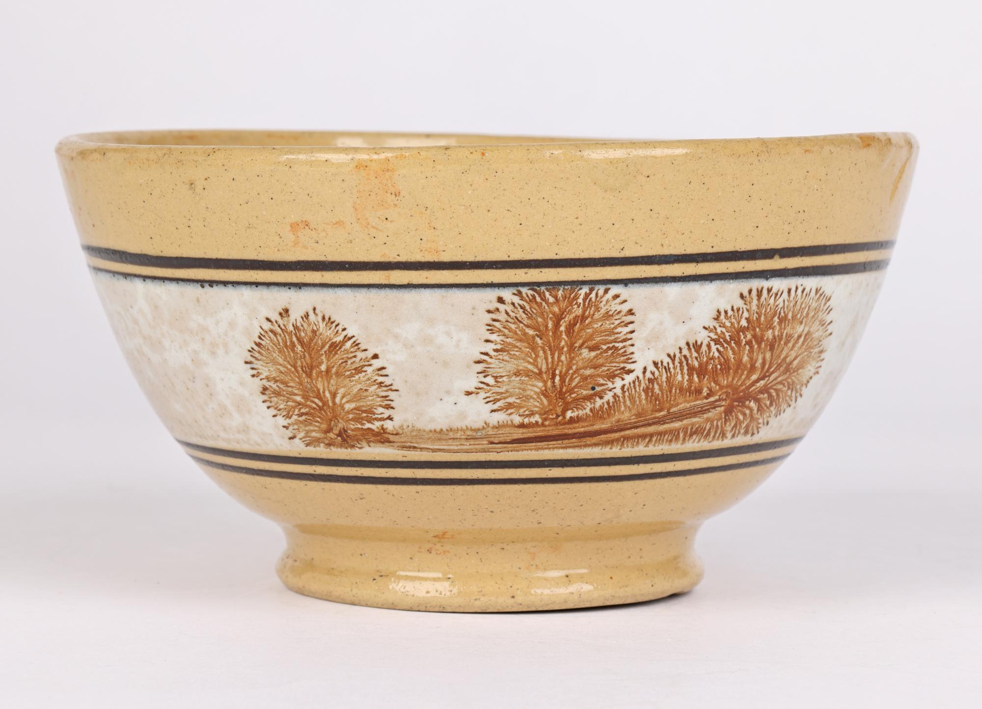 English Early 19th Century Drabware Bowl with Mocha Decoration 1