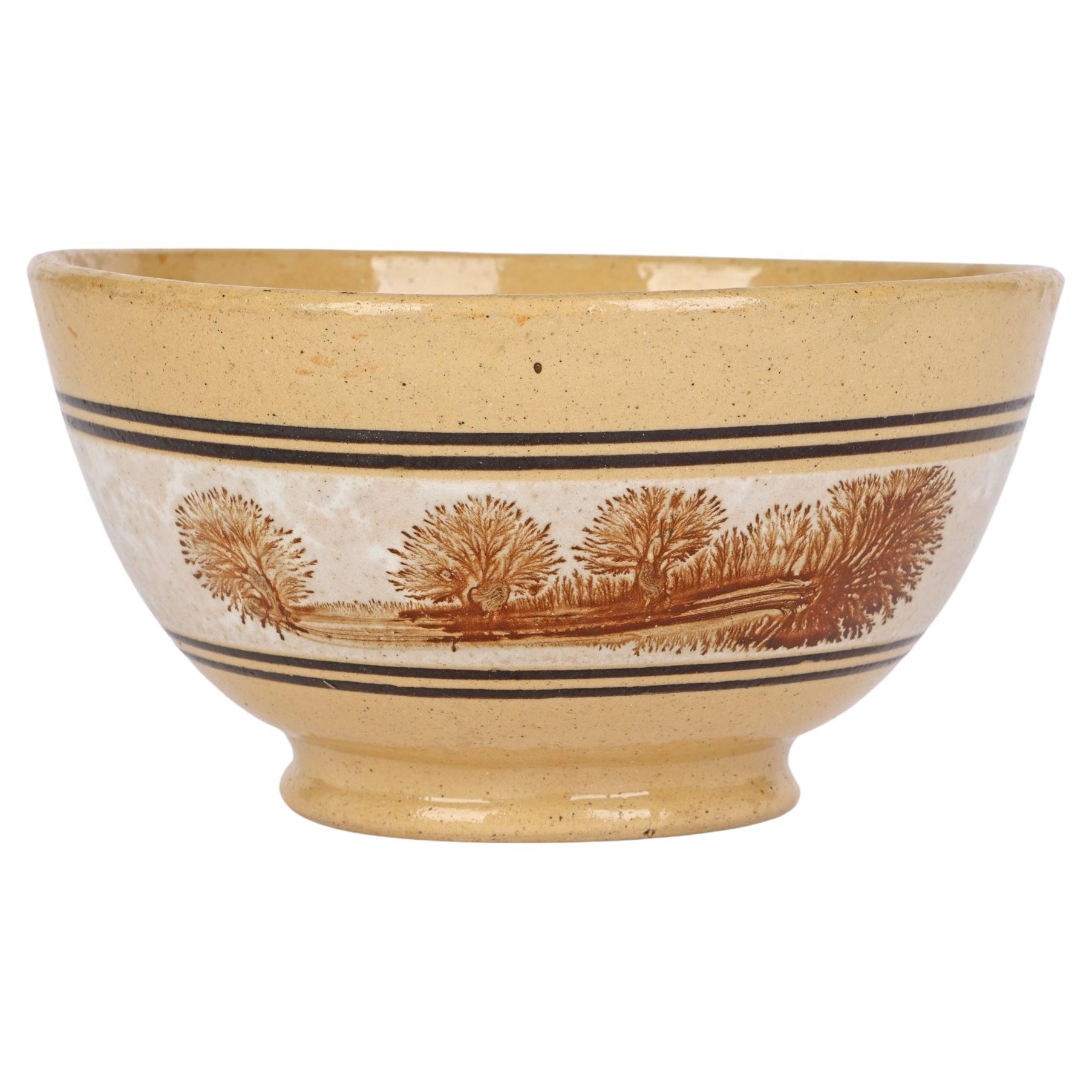 English Early 19th Century Drabware Bowl with Mocha Decoration
