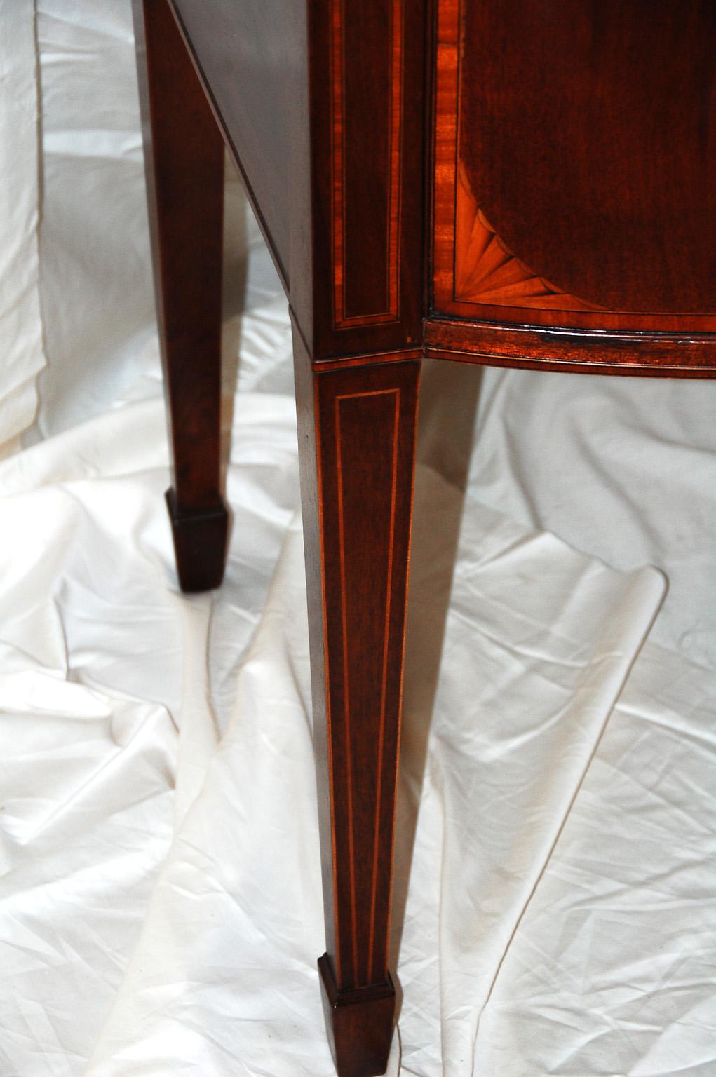 English Early 19th Century Hepplewhite Sideboard Mahogany Bowfront Fan Inlays 1