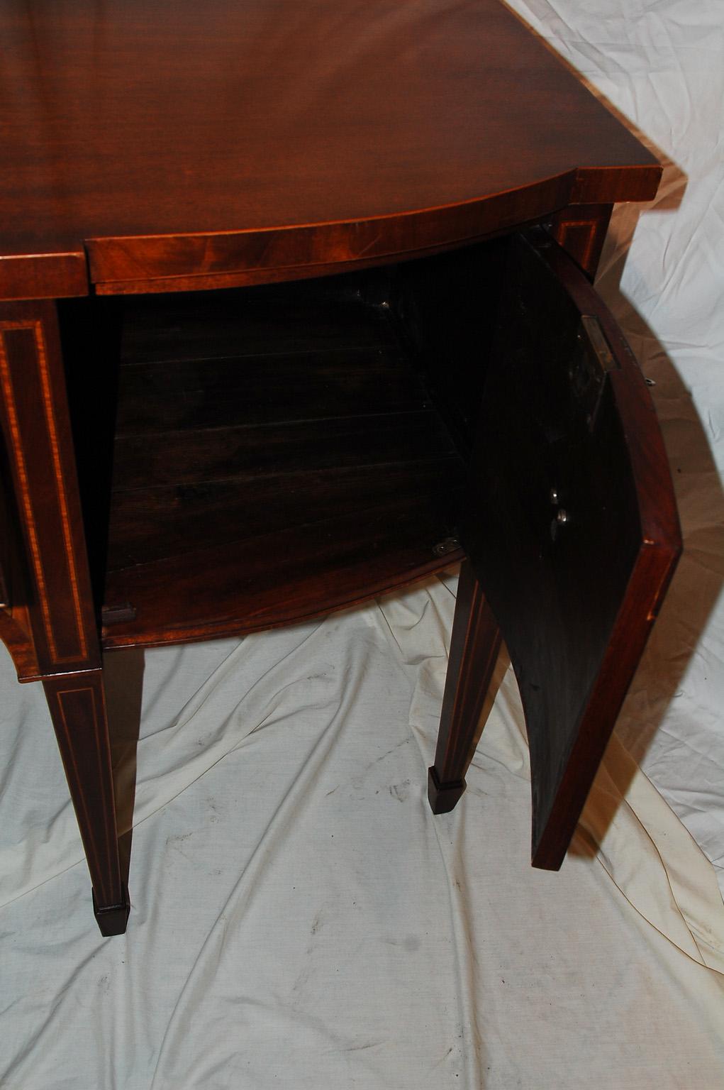English Early 19th Century Hepplewhite Sideboard Mahogany Bowfront Fan Inlays 5