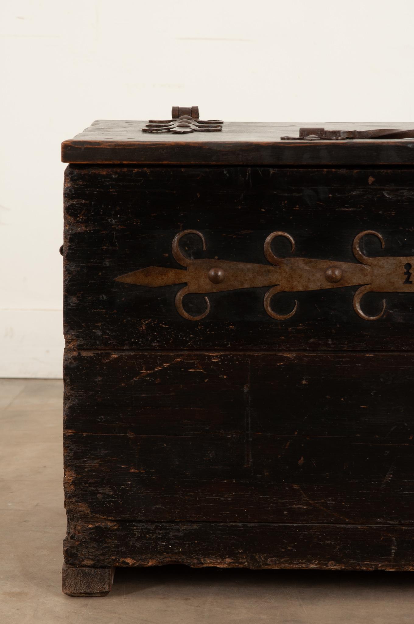 Gothic English Early 19th Century Iron Bound Coffer For Sale
