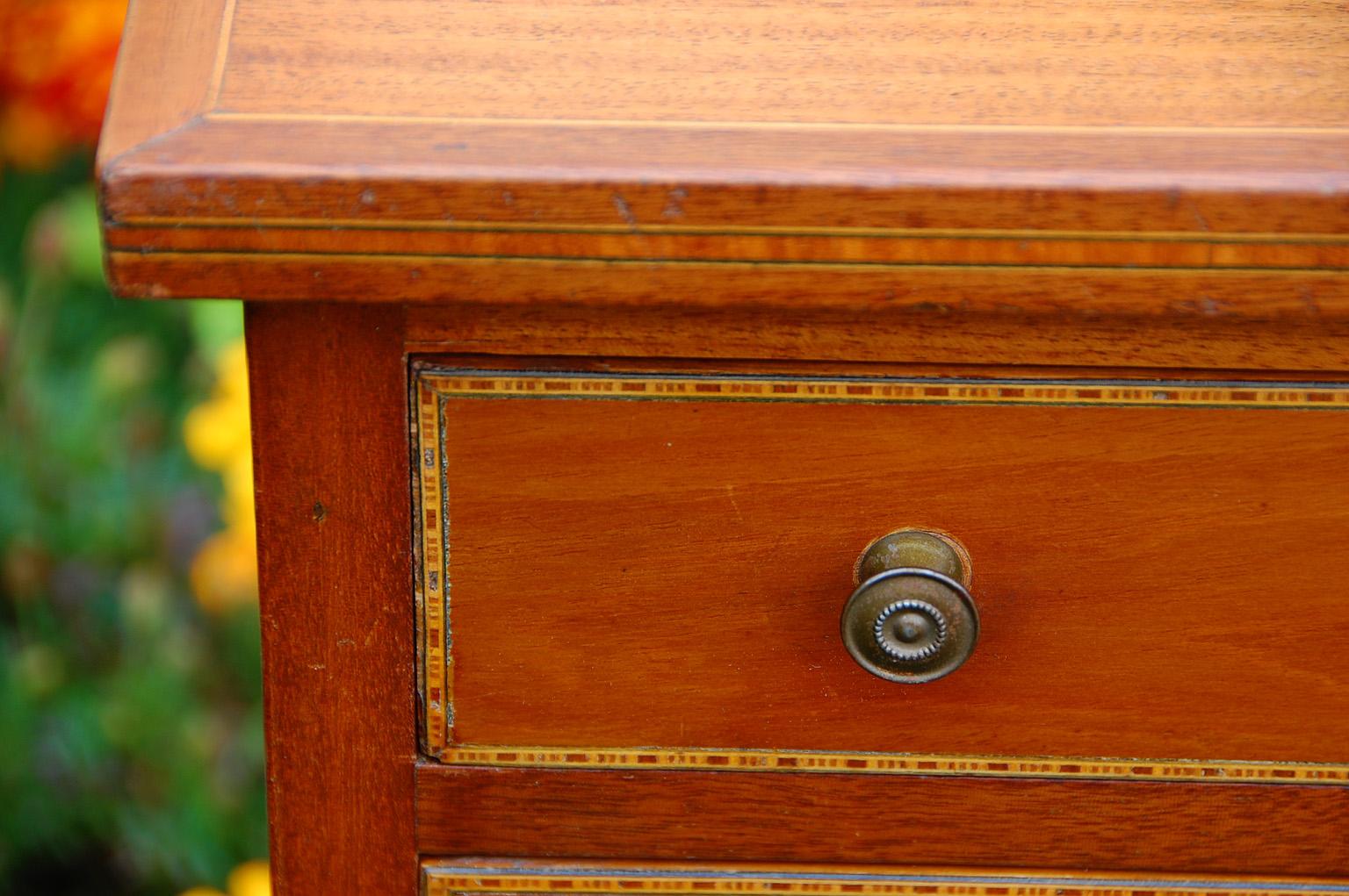 English Early 19th Century Mahogany & Satinwood Child's Chest of Inlaid Drawers  For Sale 1