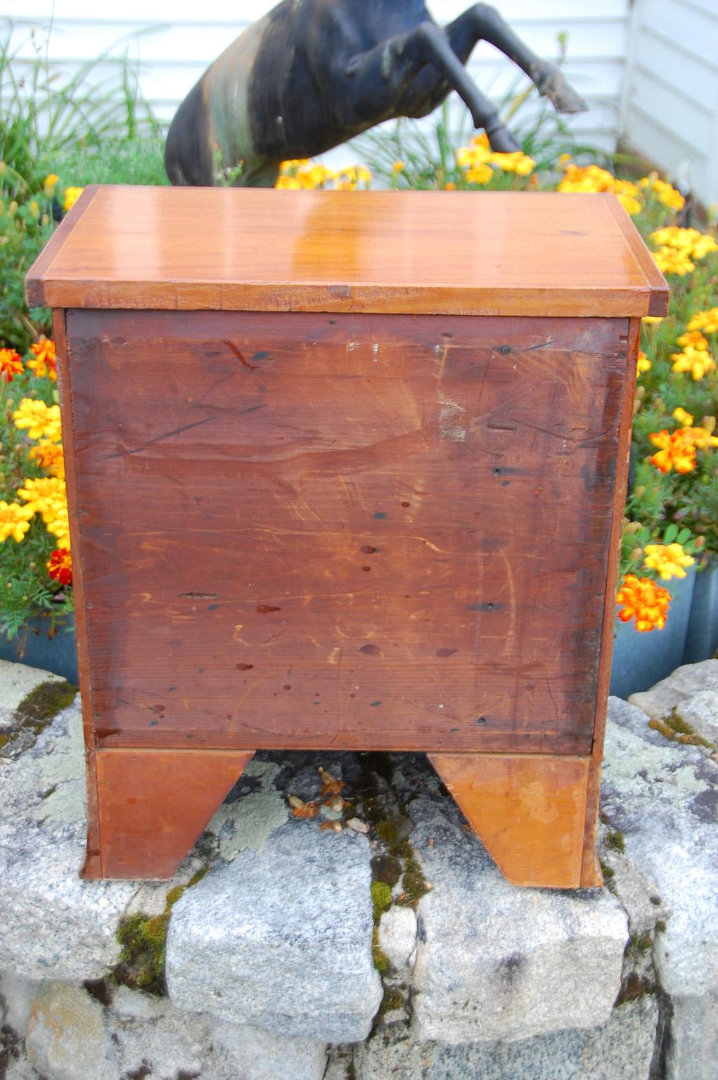 English Early 19th Century Mahogany & Satinwood Child's Chest of Inlaid Drawers  For Sale 4