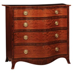 English Early 19th Century Mahogany Serpentine Chest with Crossbanding
