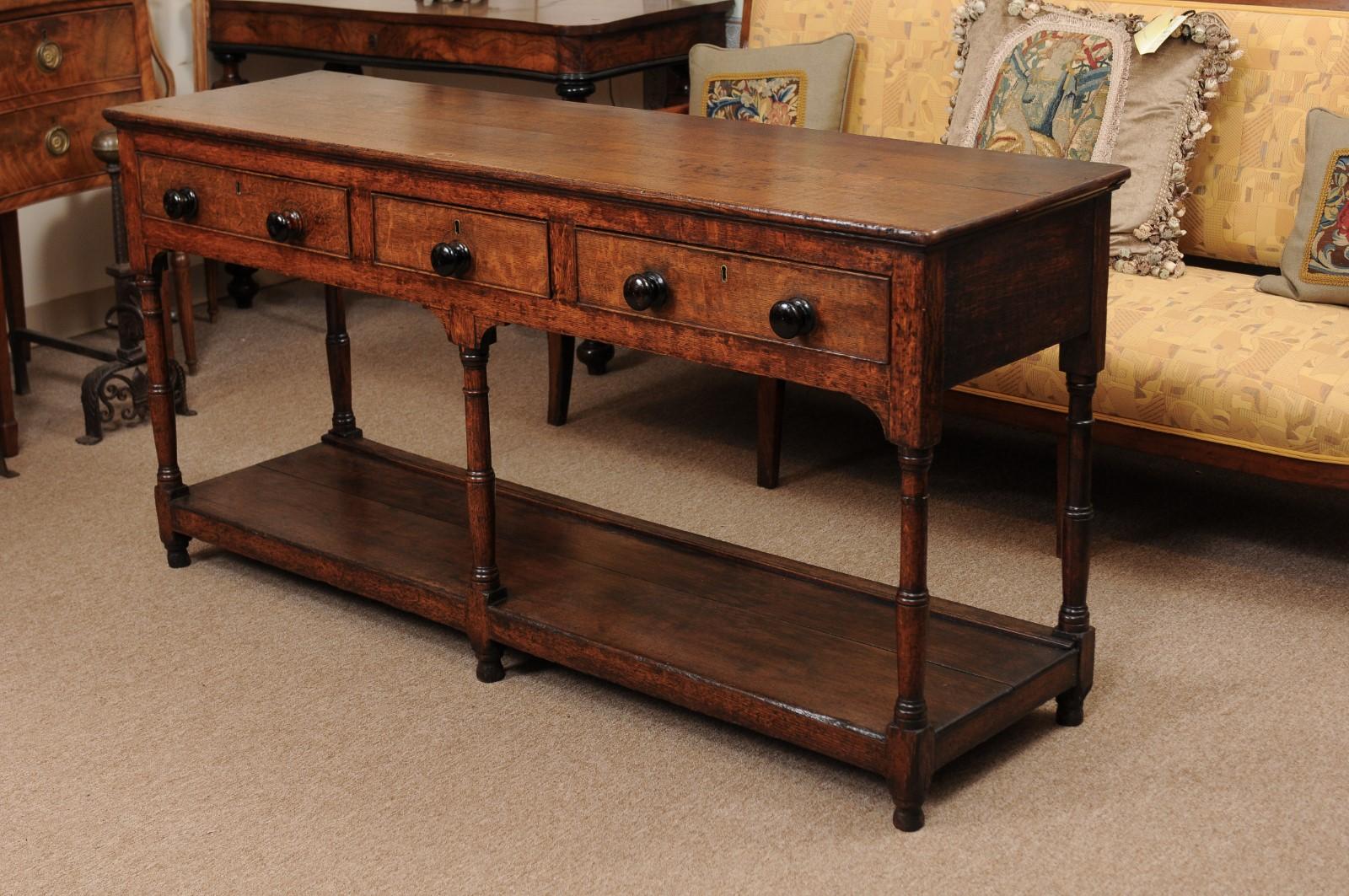 English Early 19th Century Oak Dresser Base 12