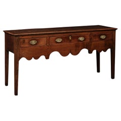 English Early 19th Century Oak Dresser Base with with Drawers