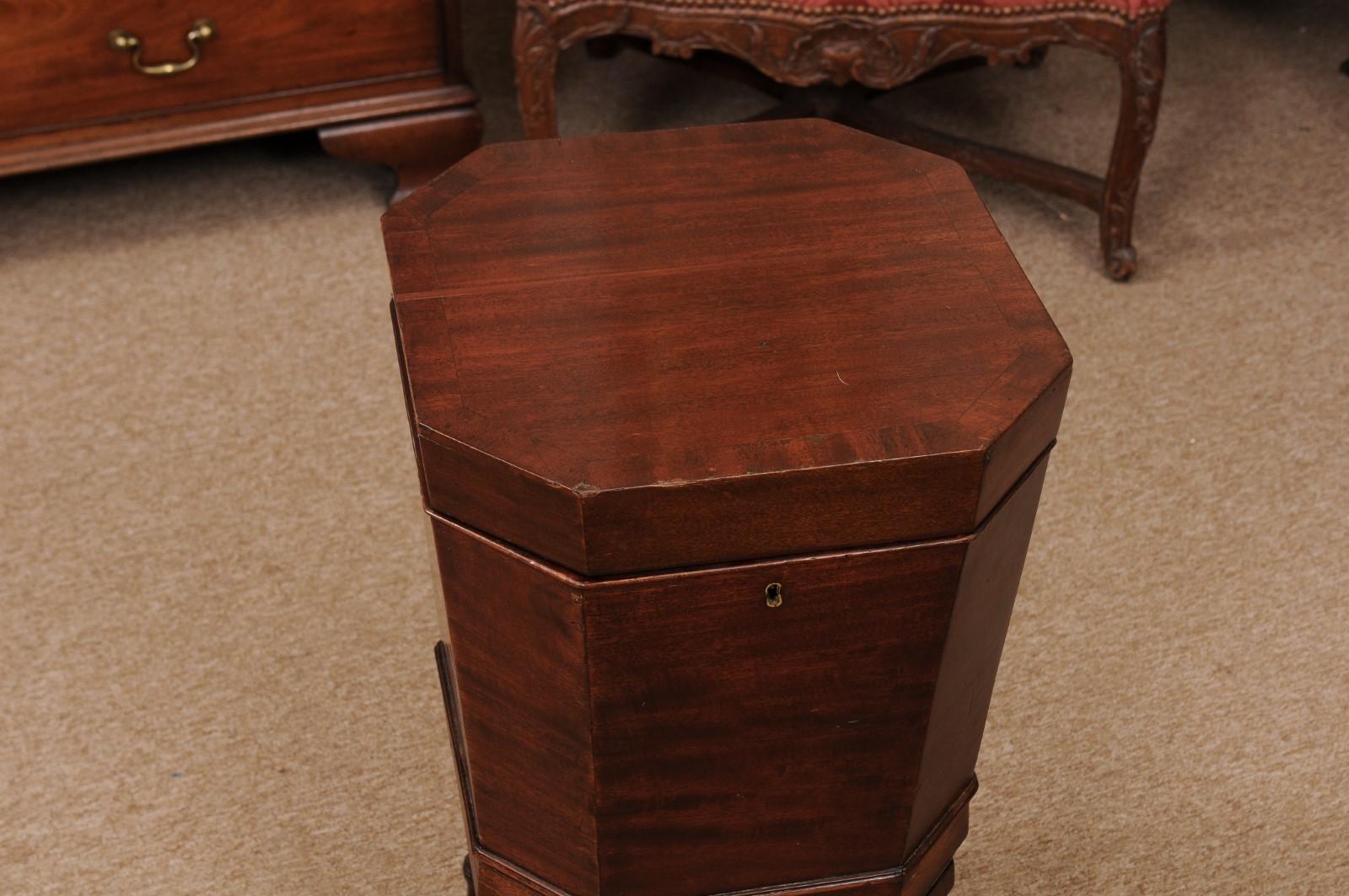 English Early 19th Century Regency Mahogany Cellarette with Octagonal Form Top  For Sale 8