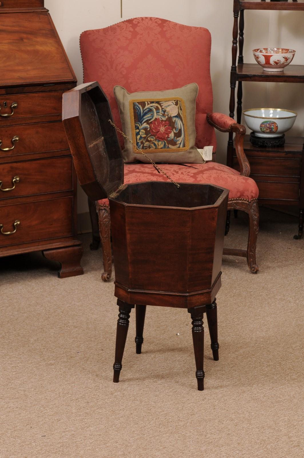 English Early 19th Century Regency Mahogany Cellarette with Octagonal Form Top  For Sale 9