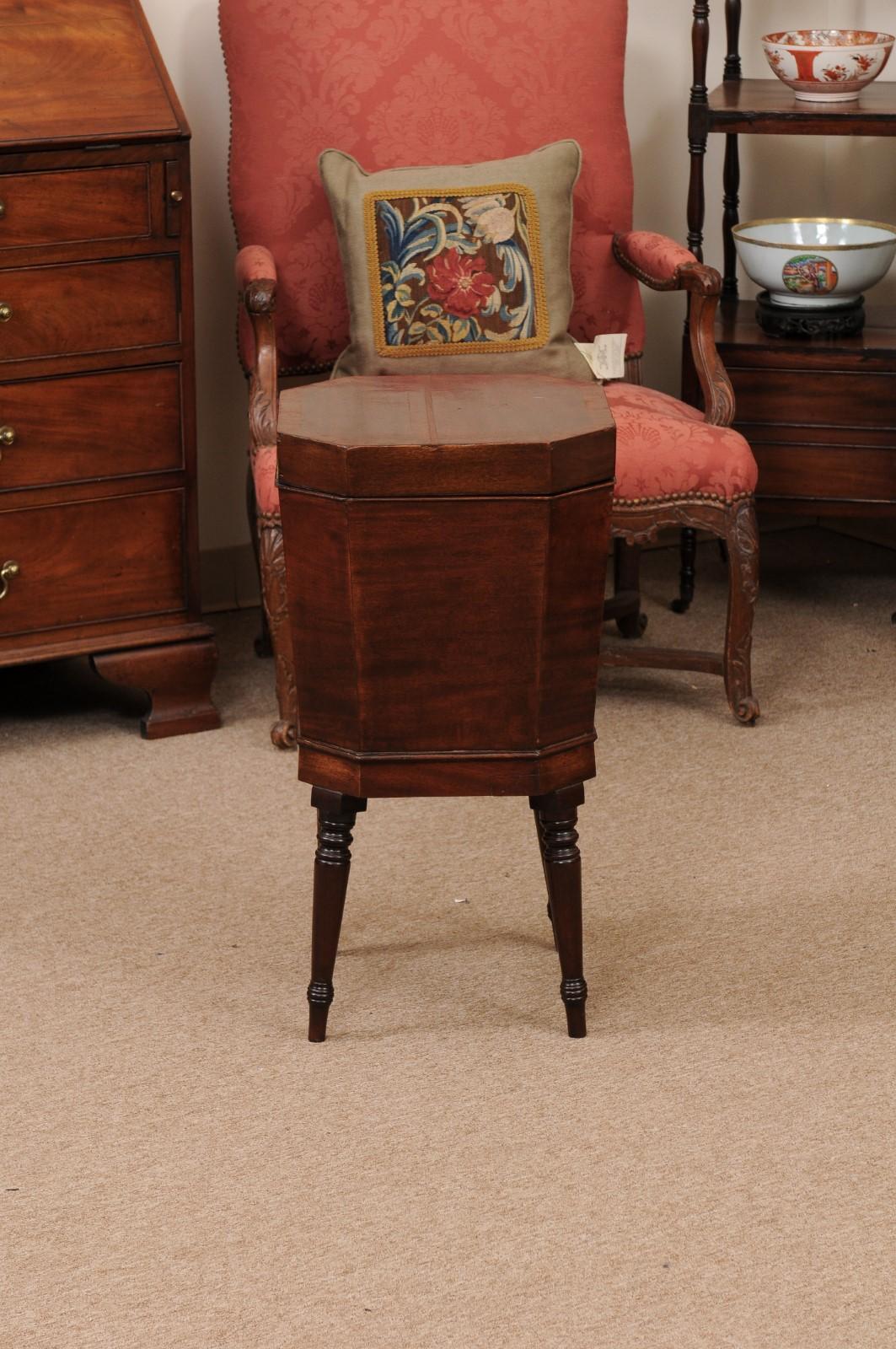 English Early 19th Century Regency Mahogany Cellarette with Octagonal Form Top  For Sale 11