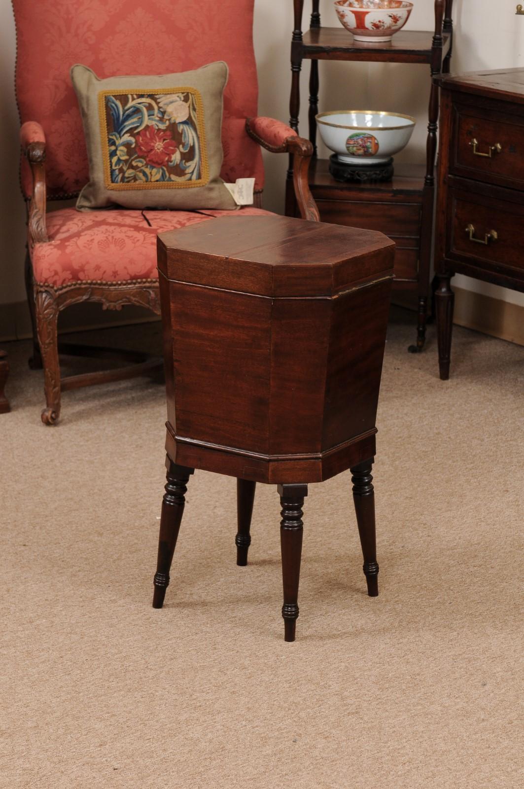 English Early 19th Century Regency Mahogany Cellarette with Octagonal Form Top  For Sale 2