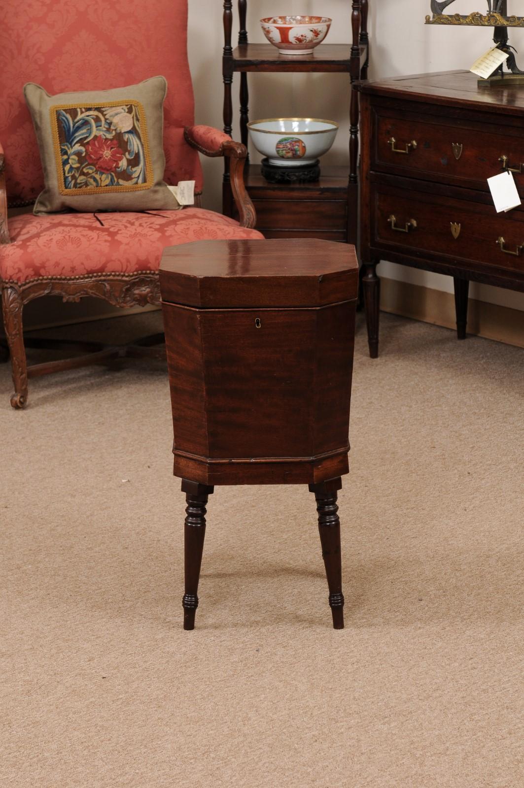 English Early 19th Century Regency Mahogany Cellarette with Octagonal Form Top  For Sale 5