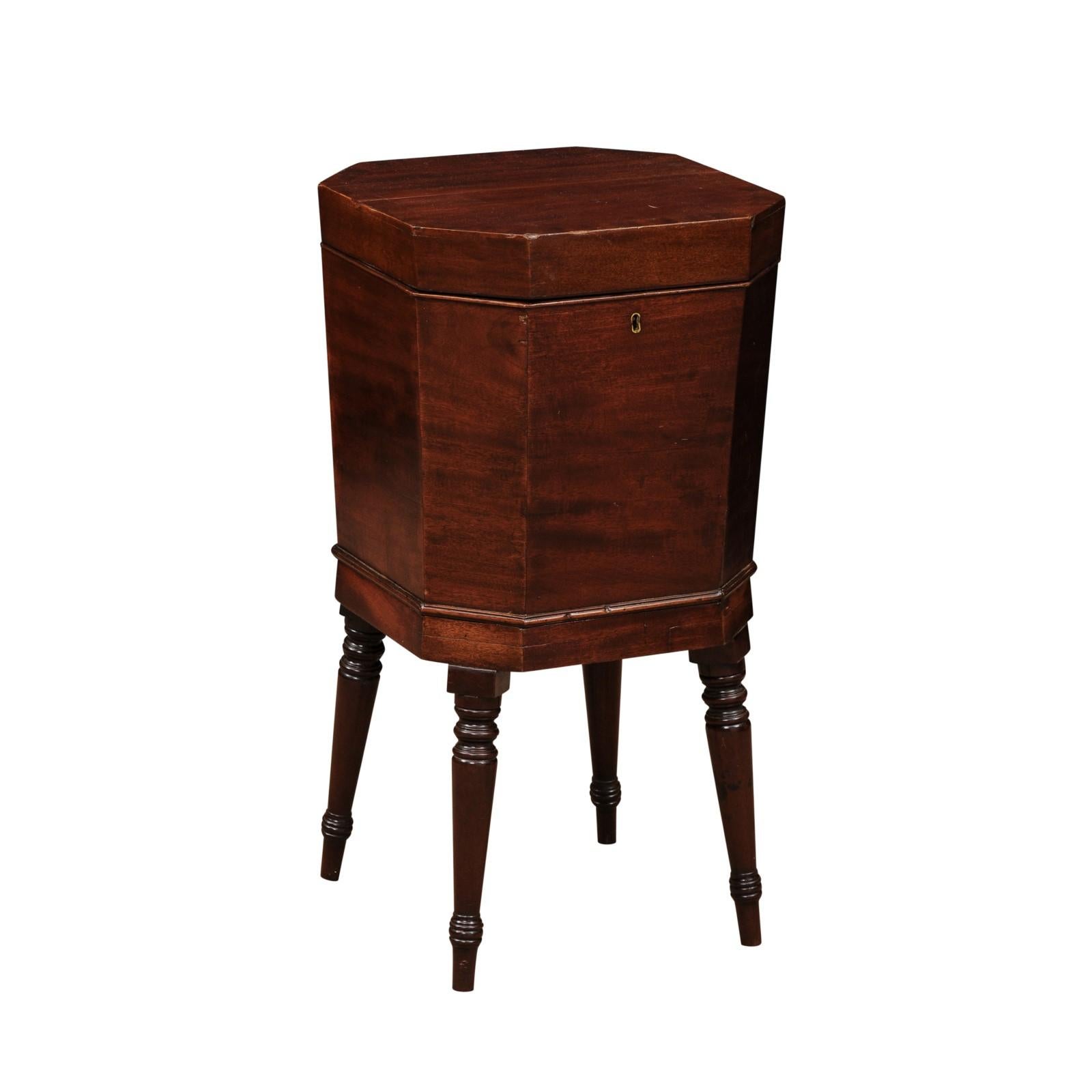 English Early 19th Century Regency Mahogany Cellarette with Octagonal Form Top  For Sale 6