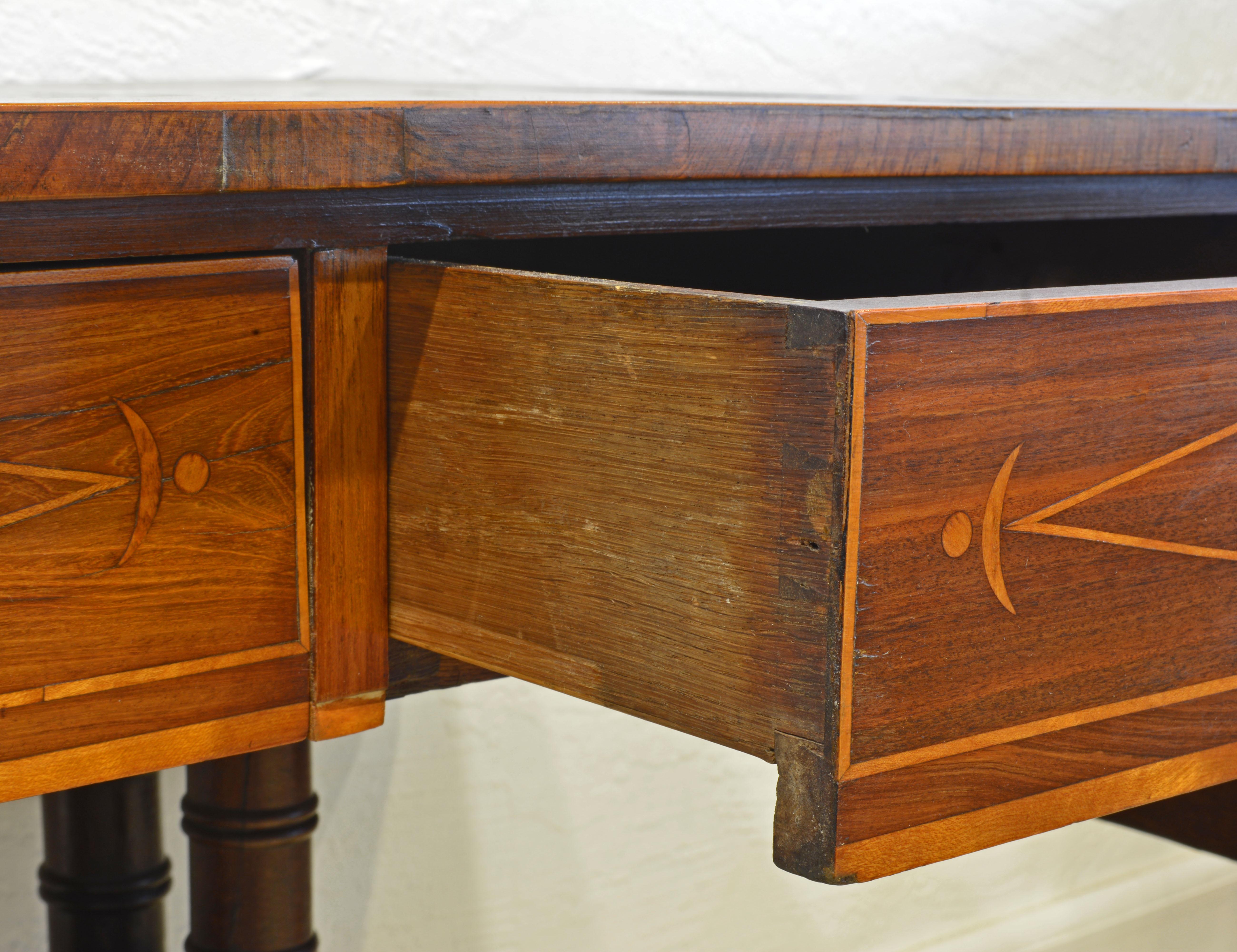 English Early 19th Century Regency Rose Wood and Satinwood Inlay Sofa Table 8